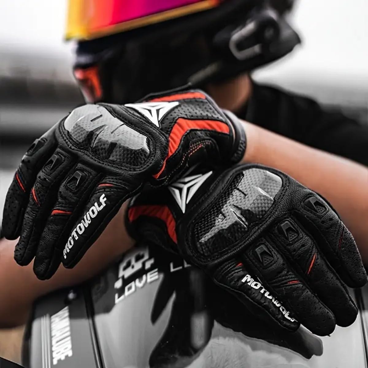 LYHXS-MOTOS Guantes de cuero para hombre, guantes de cuero transpir...