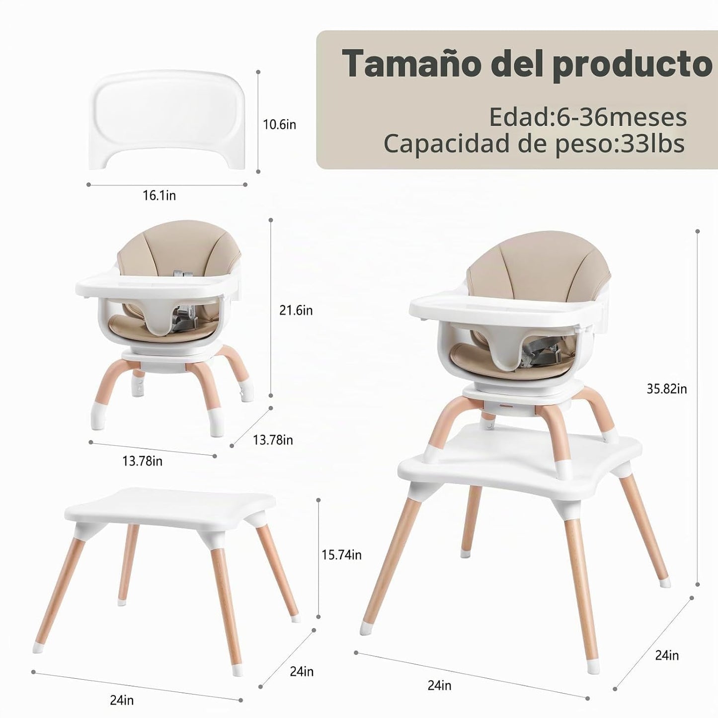 Komcot Silla alta para bebé, sillas altas convertibles 7 en 1 para...