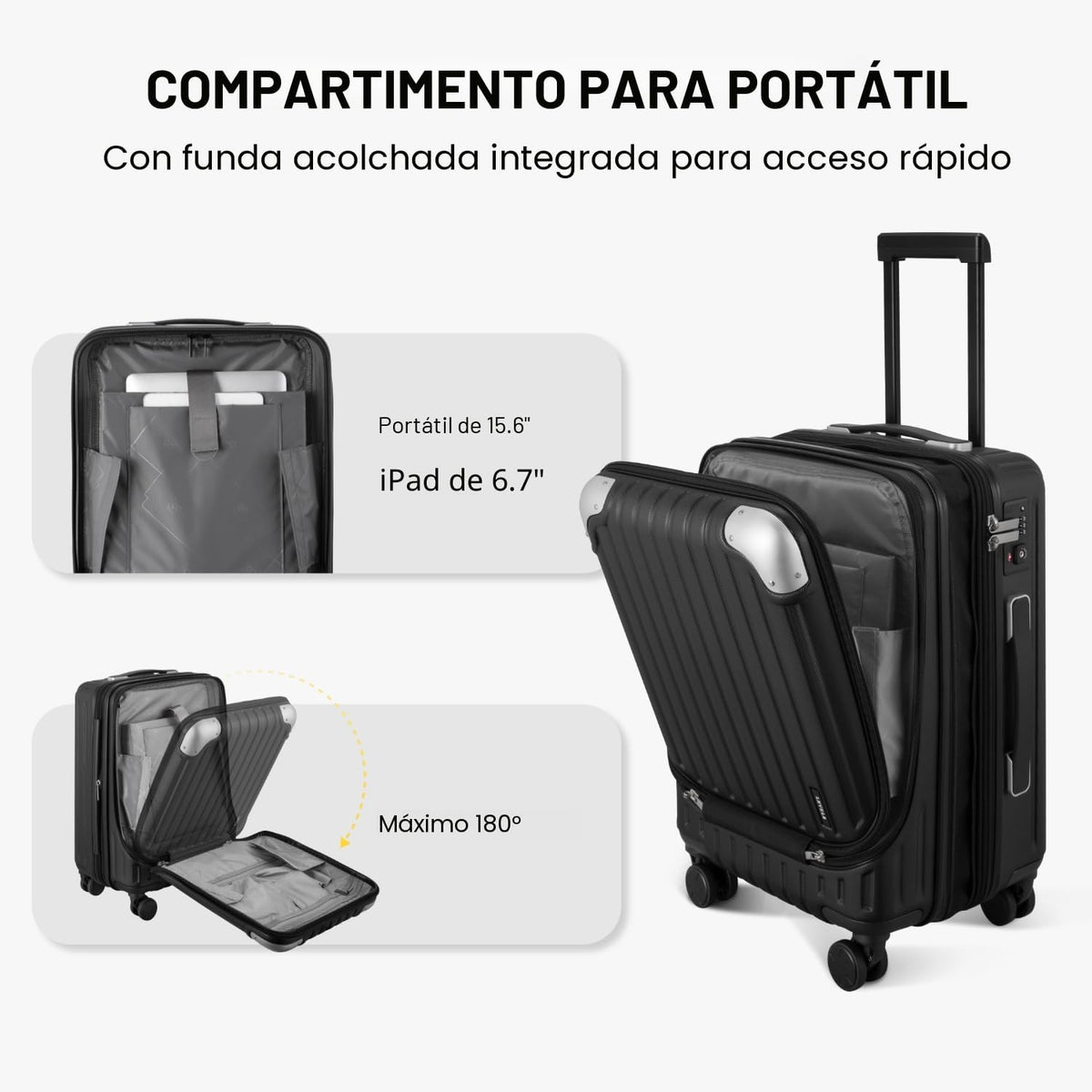 LEVEL8 Equipaje Grace, Negro -, Casual y de negocios | Bolsillo fro...