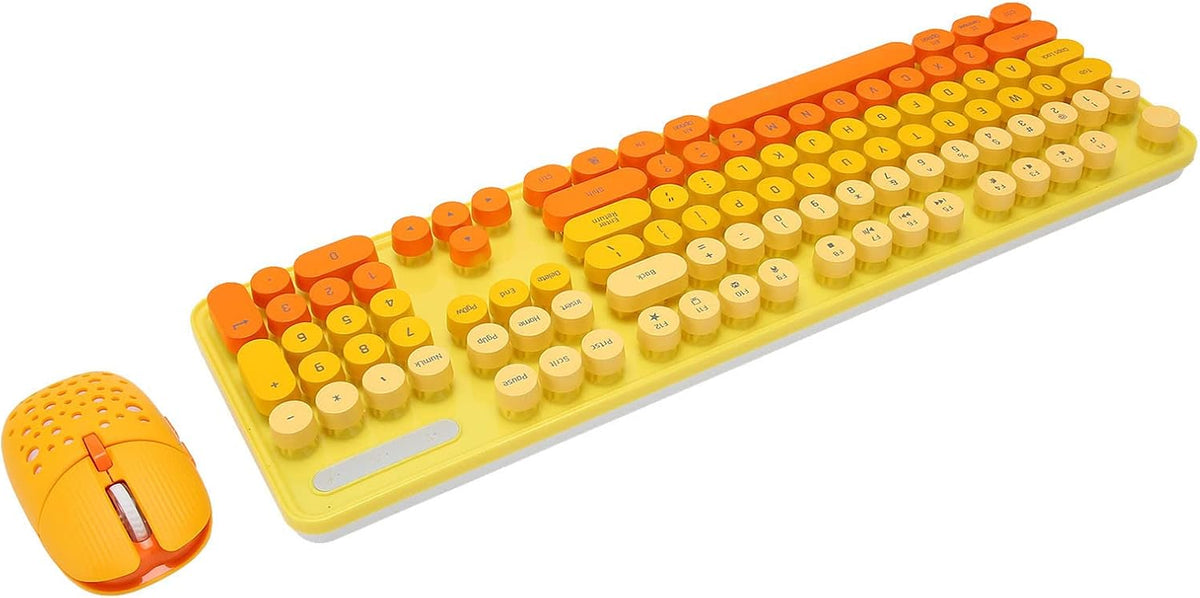 Combo de teclado y mouse inalámbricos, teclado retro de tamaño comp...