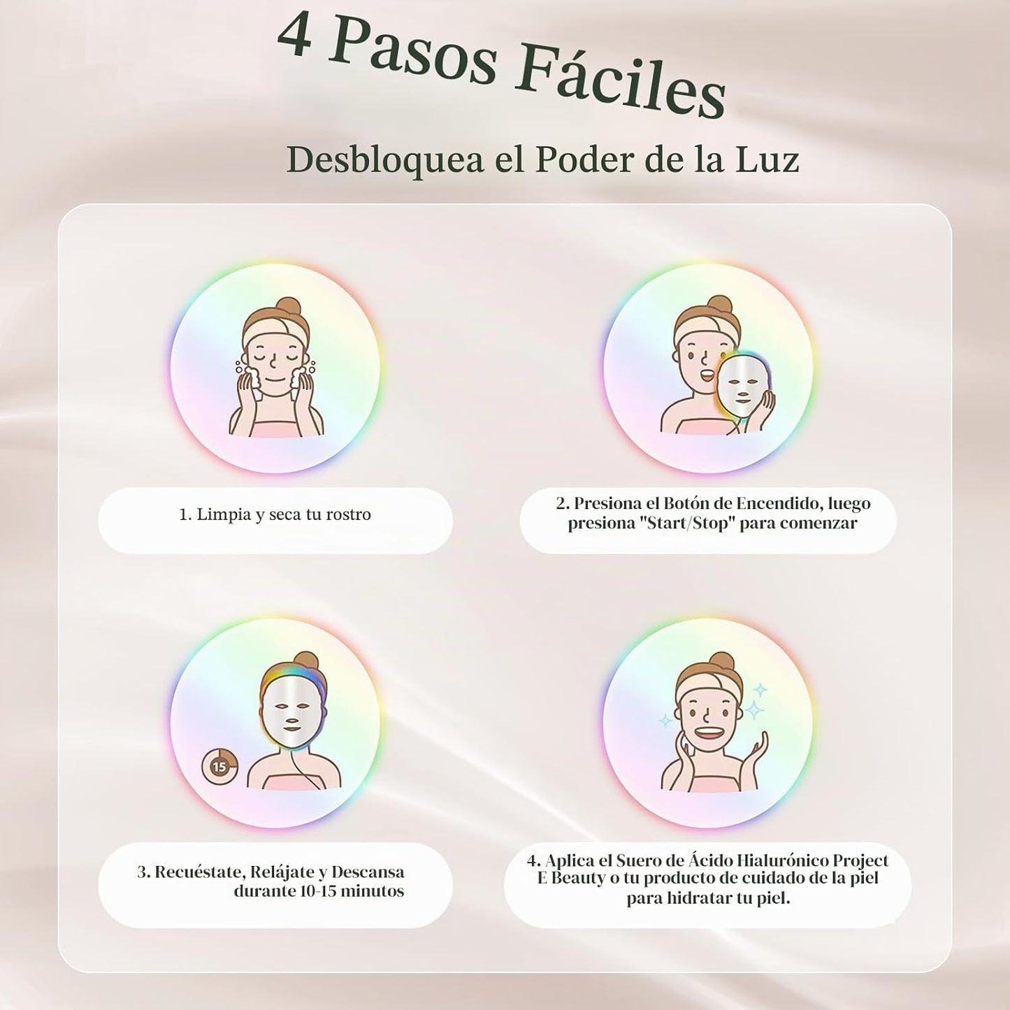 SDKWDH Máscara facial LED terapia de luz, máscara de terapia de luz...
