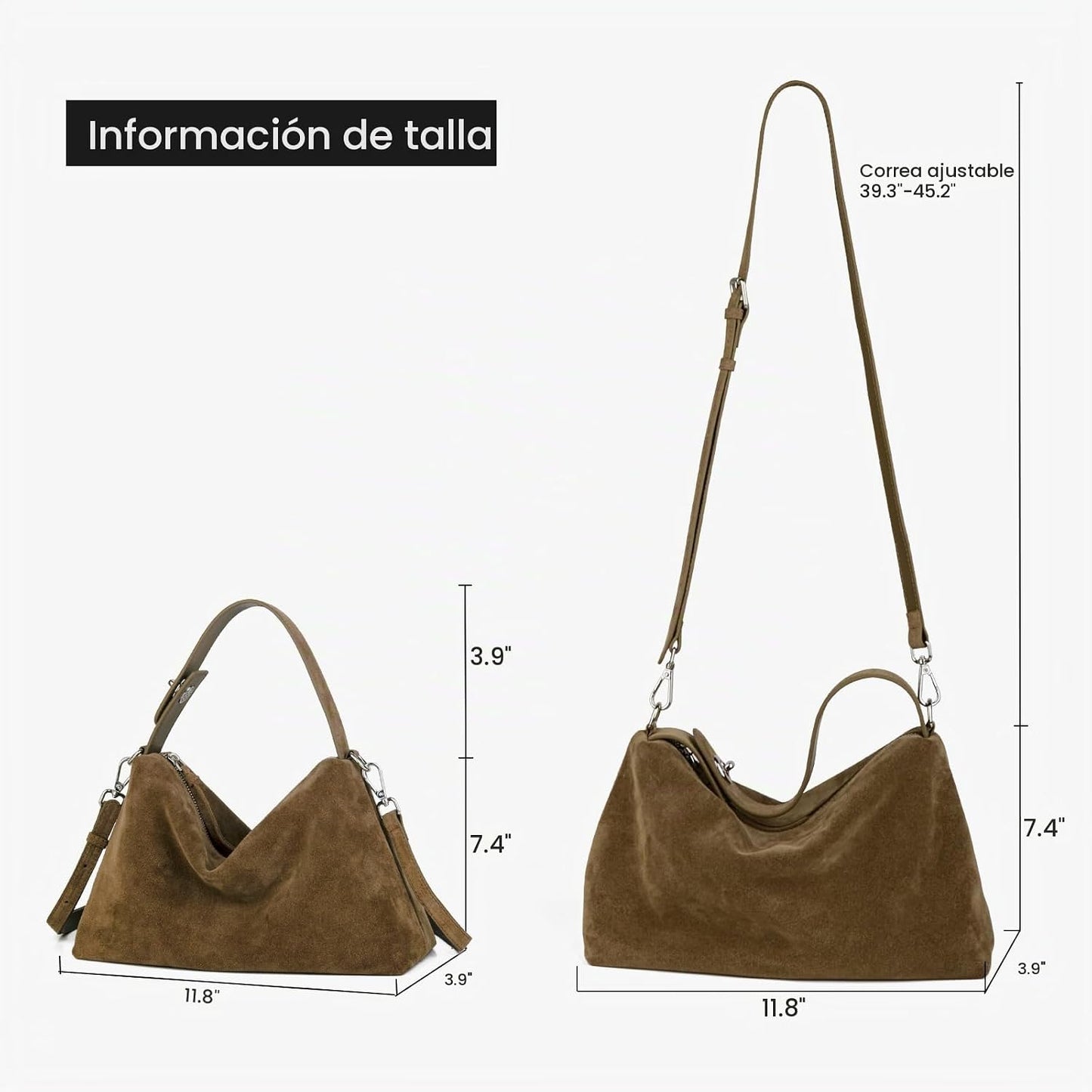 DONNAIN Bolsos cruzados de piel de ante premium para mujer y bolso...