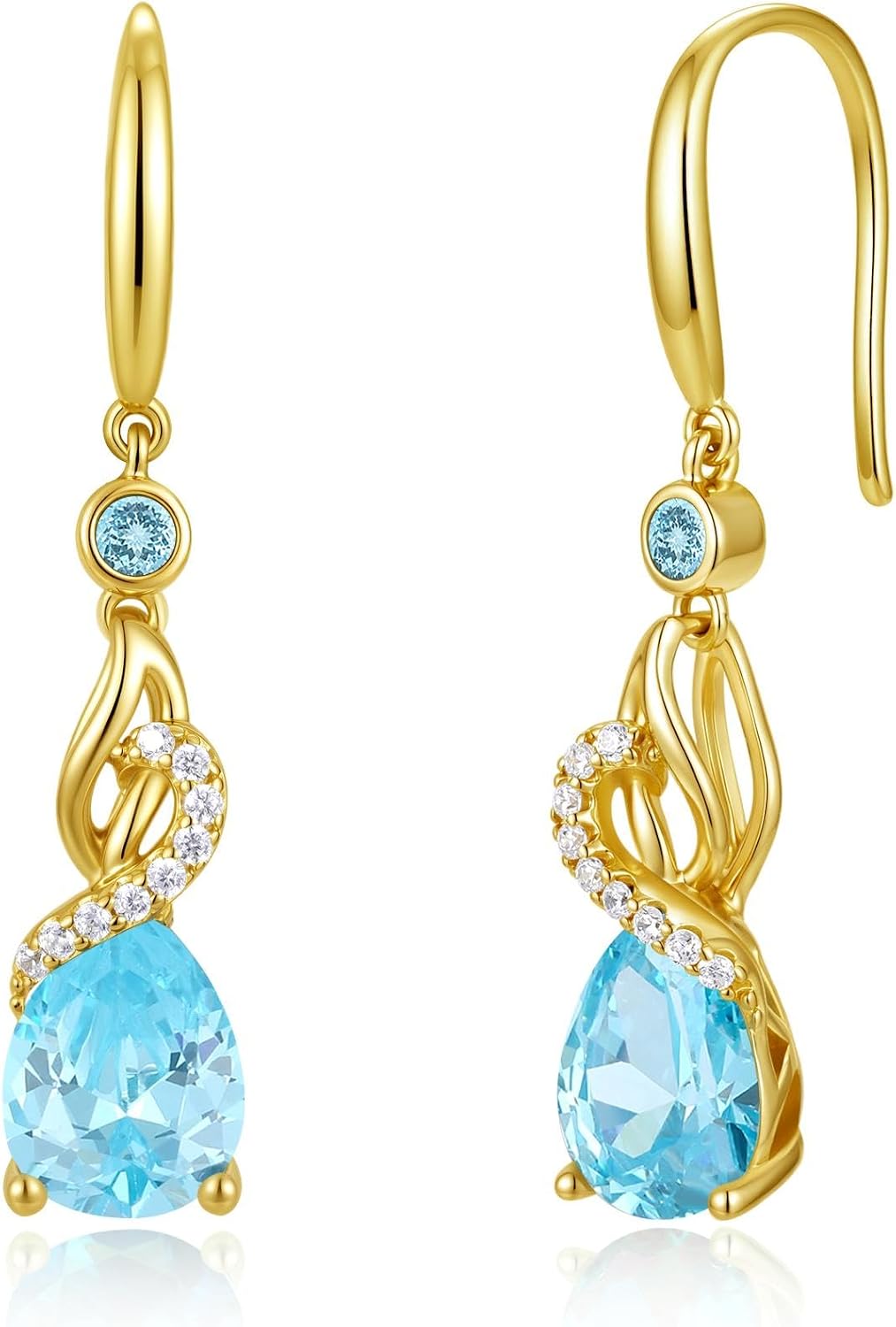 FANCIME Pendientes colgantes con piedra natal de pera para mujer de...