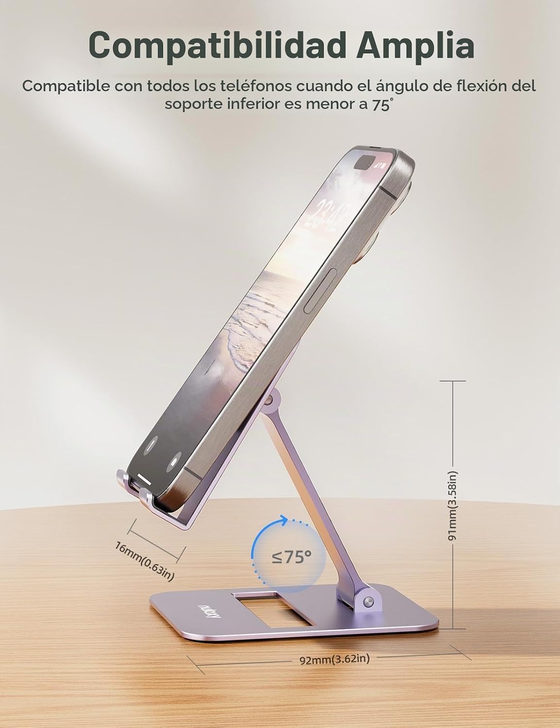 Nulaxy Paquete de 2 soportes plegables dobles para teléfono celular...