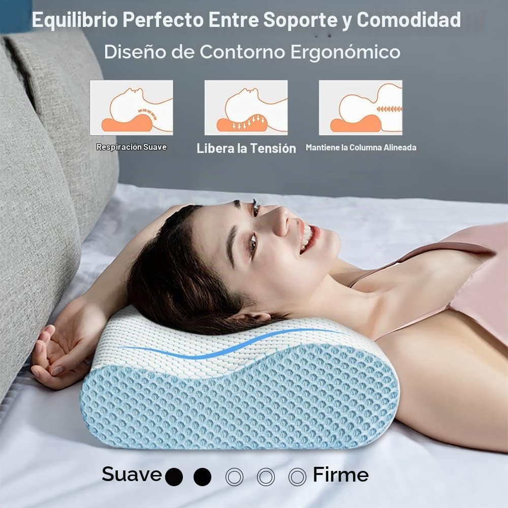Almohada de espuma viscoelástica Anvo, almohada ortopédica cervical...