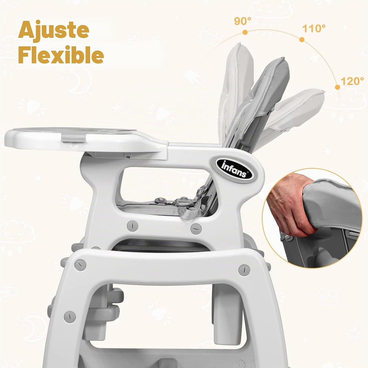INFANS Silla alta 5 en 1 para bebé, juego de sillas convertibles pa...
