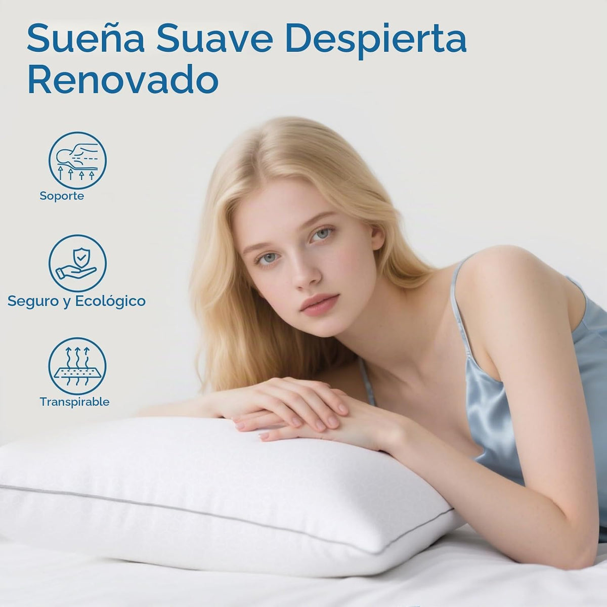 Sasttie Juego de 6 almohadas estándar firmes, almohadas de cama de...