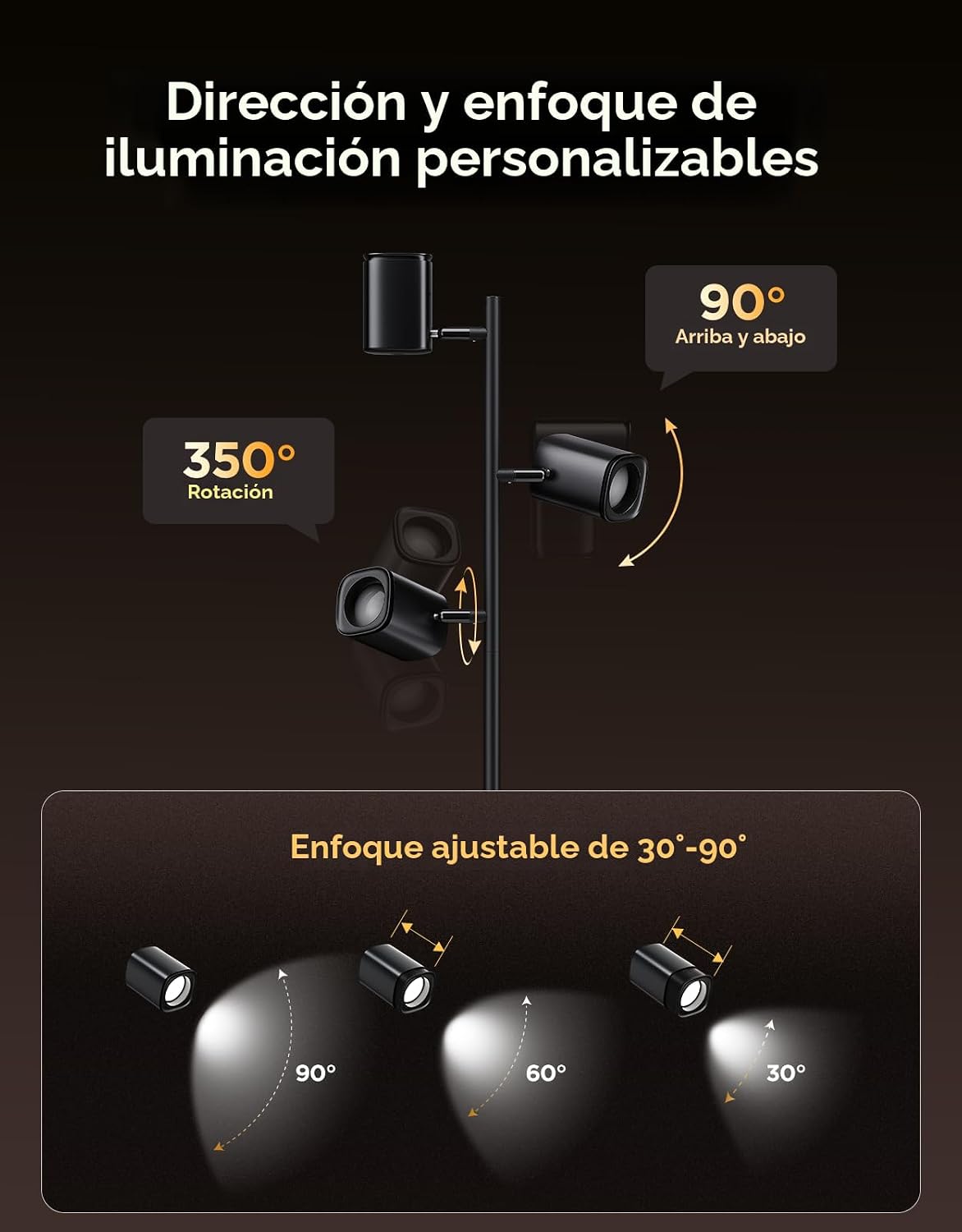 Govee Lámpara de pie de árbol con 3 luces giratorias, compatible co...