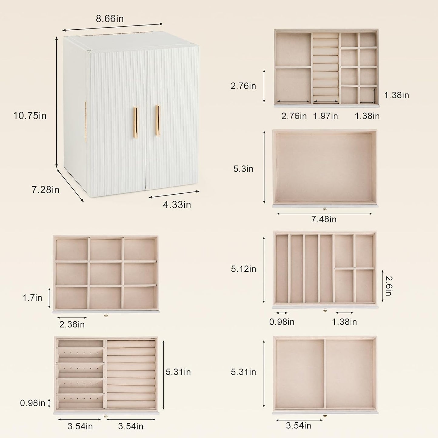 Dajasan Caja organizadora de joyas grande, cajas de joyería para mu...
