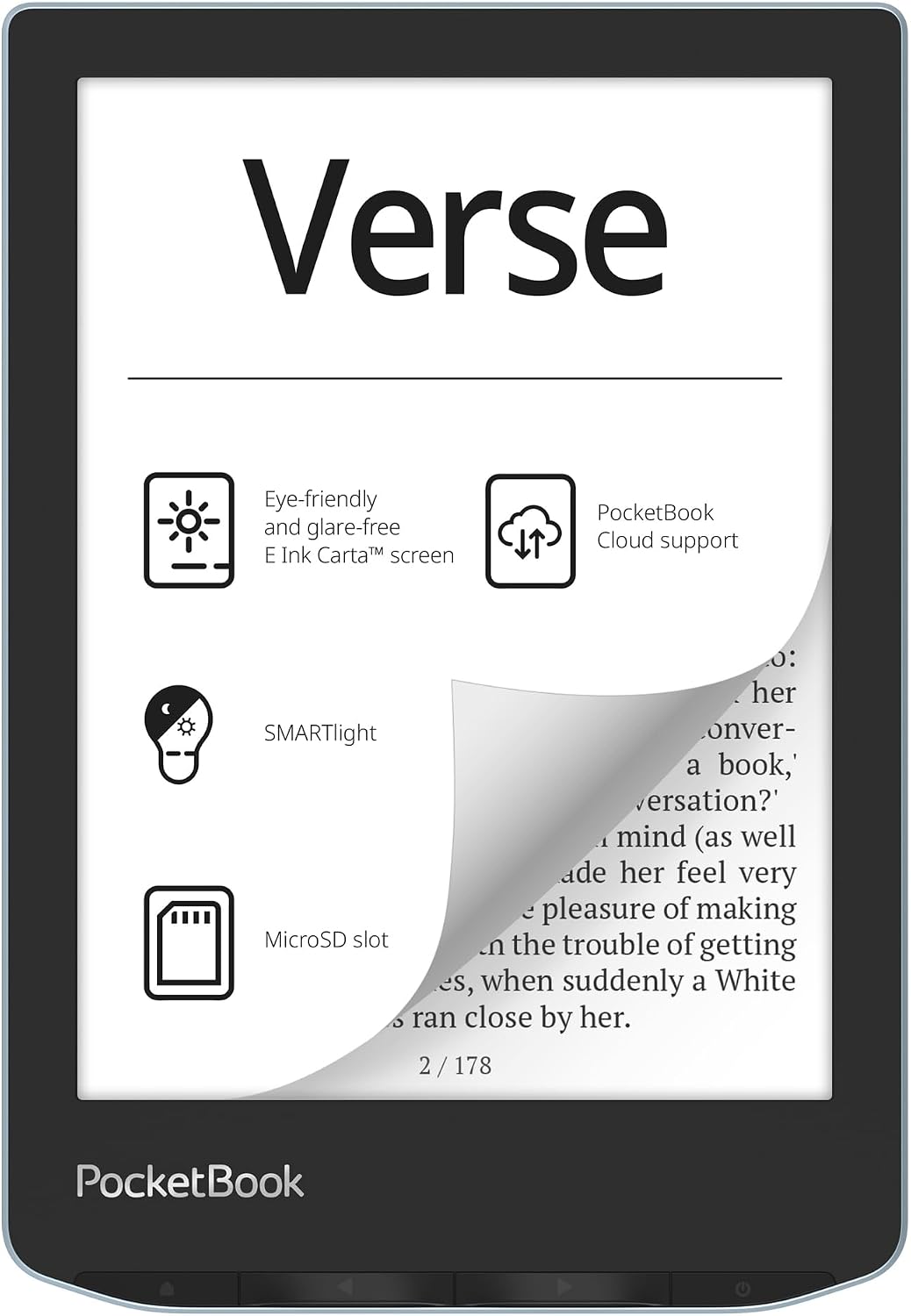 PocketBook Verse E-Reader | Pantalla táctil HD E-Ink Carta™ de 6 pu...