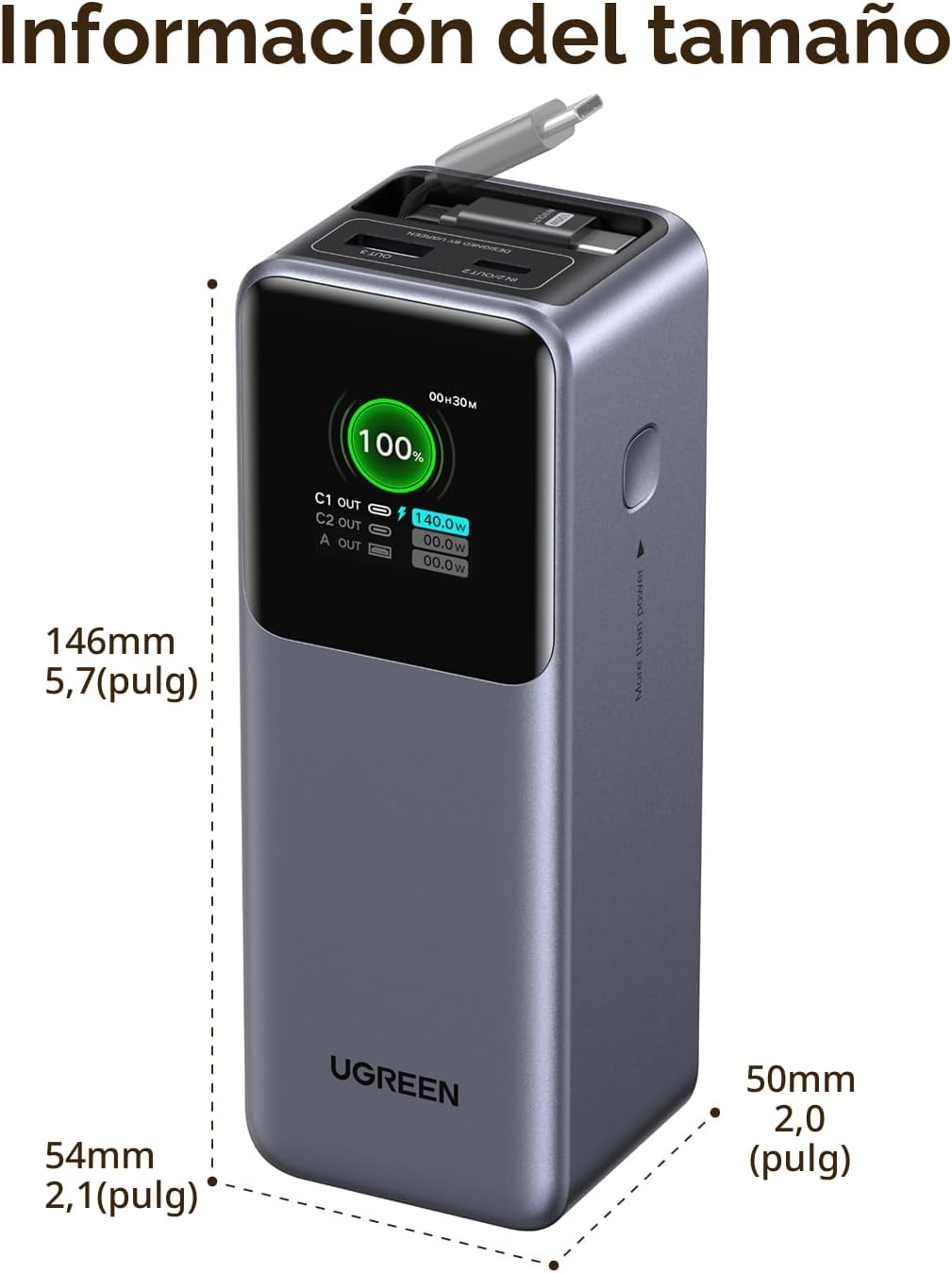 UGREEN Nexode 20000mAh 165W Power Bank para MacBook Pro 16, cable |...