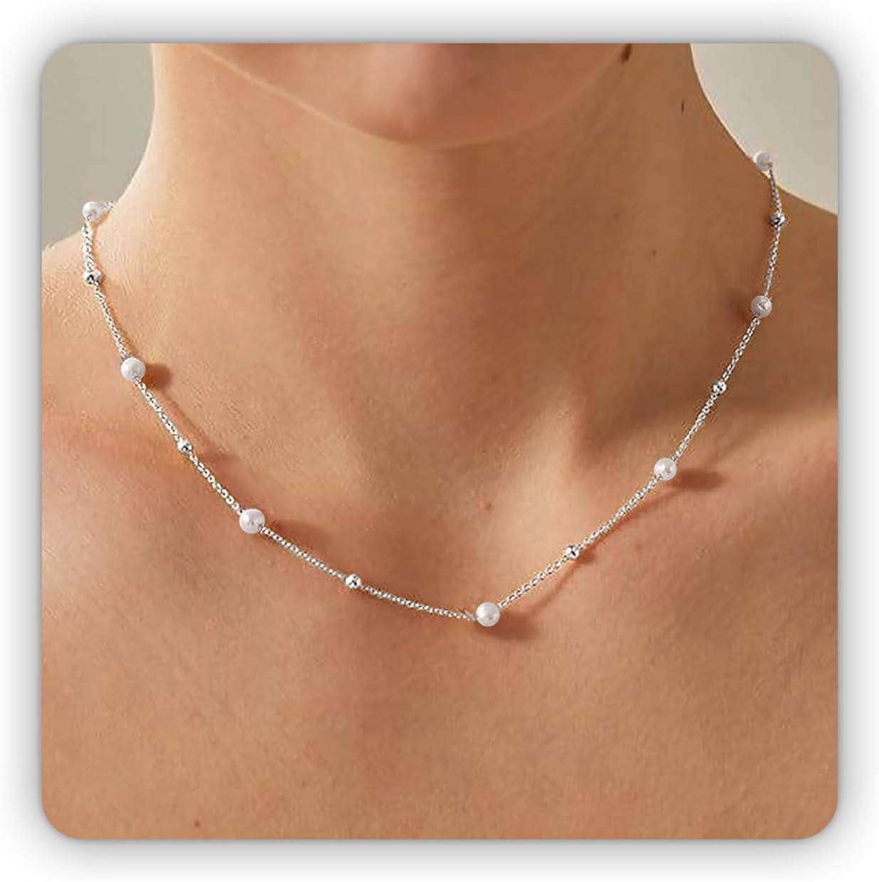 SmileBelle Collares de perlas, gargantilla de perlas de margarita p...
