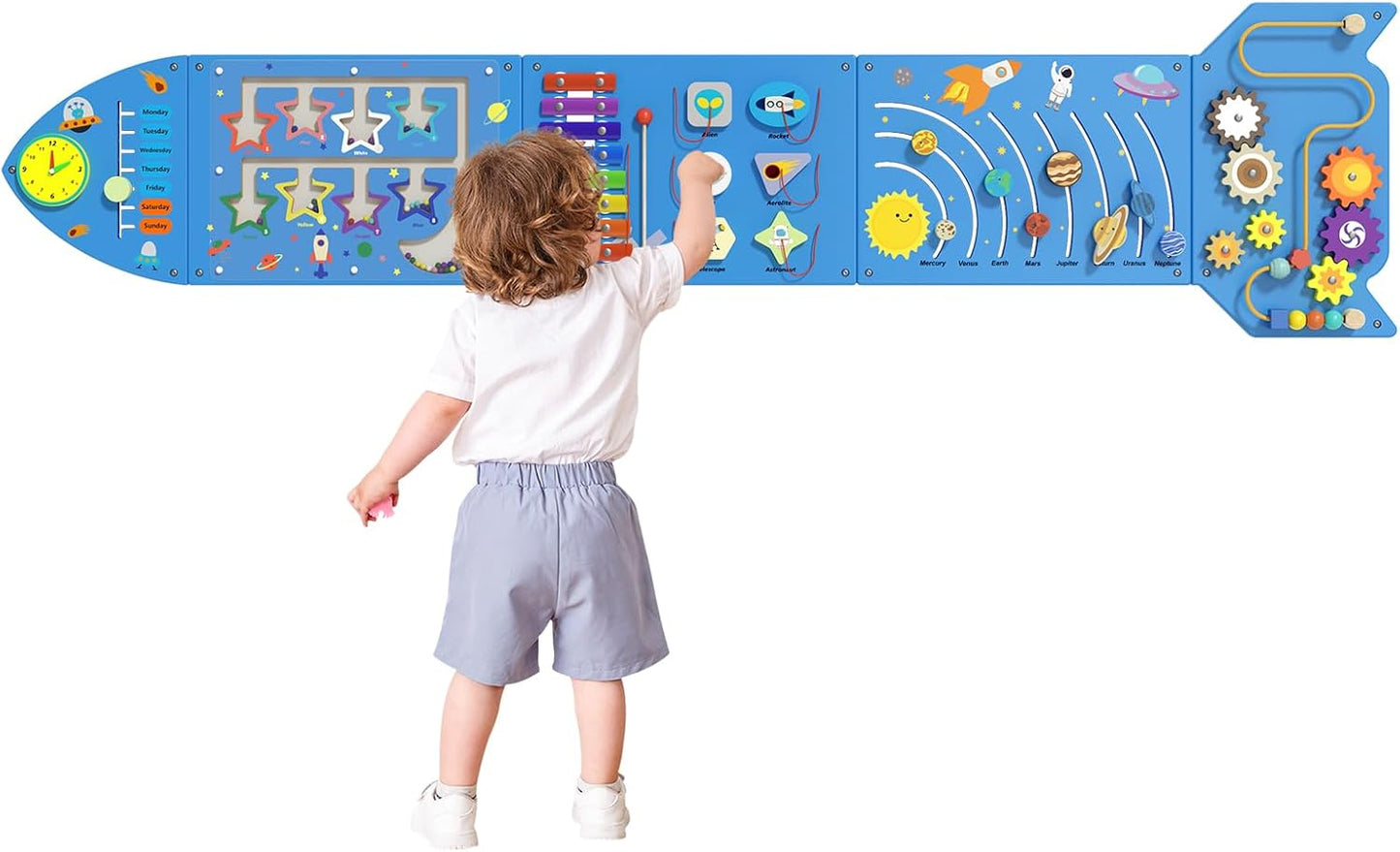 nigwet Paneles de Actividad de Pared con Cohete - Panel Sensorial d...