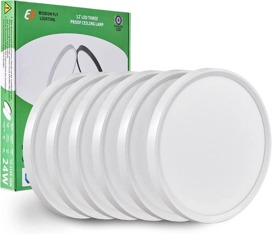 6PK - Lámpara LED de techo empotrada de 12 pulgadas, 24 W, 2520 LM,...