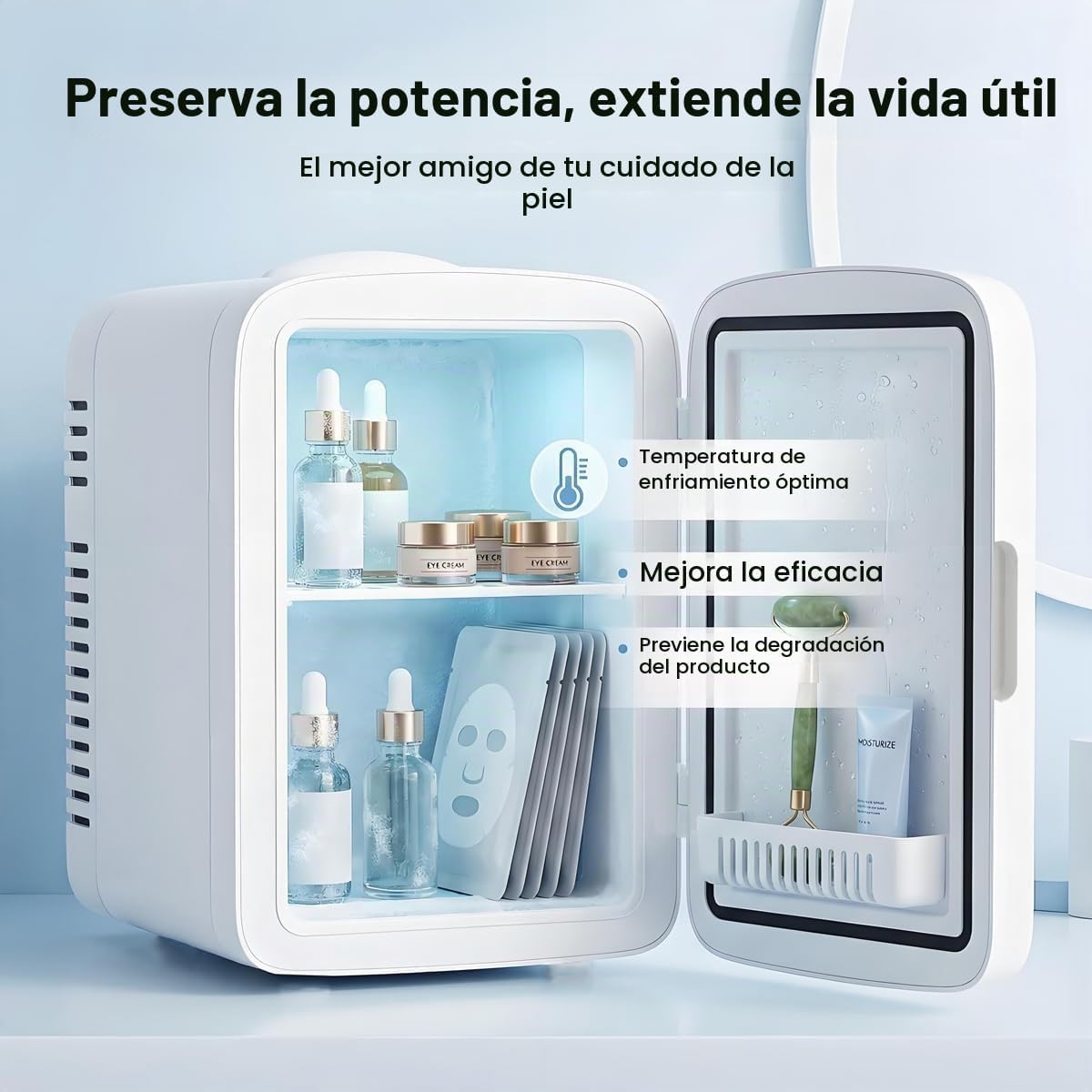 Lispin Mini refrigerador para el cuidado de la piel de 4L con espej...