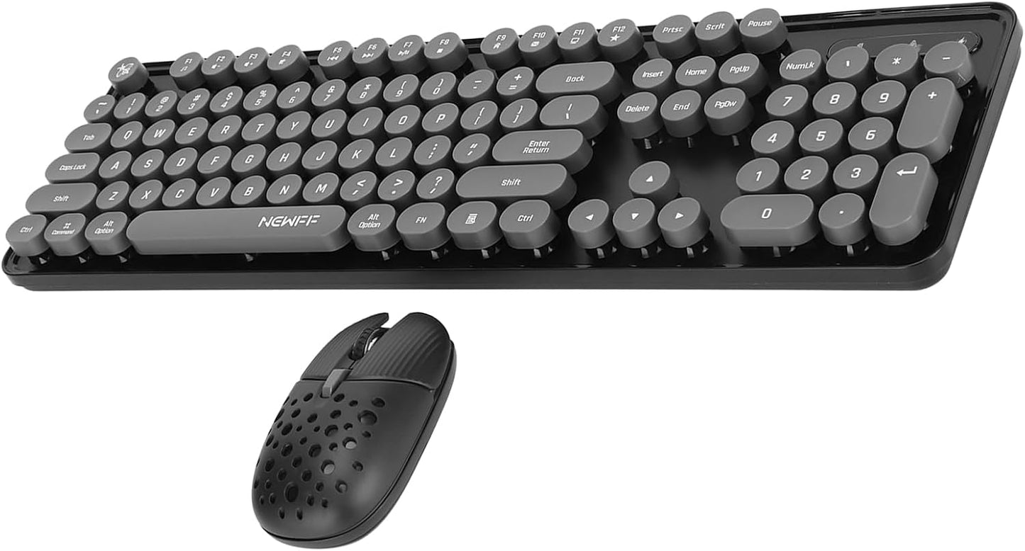 Combo de teclado y mouse inalámbricos, teclas redondas retro de 104...