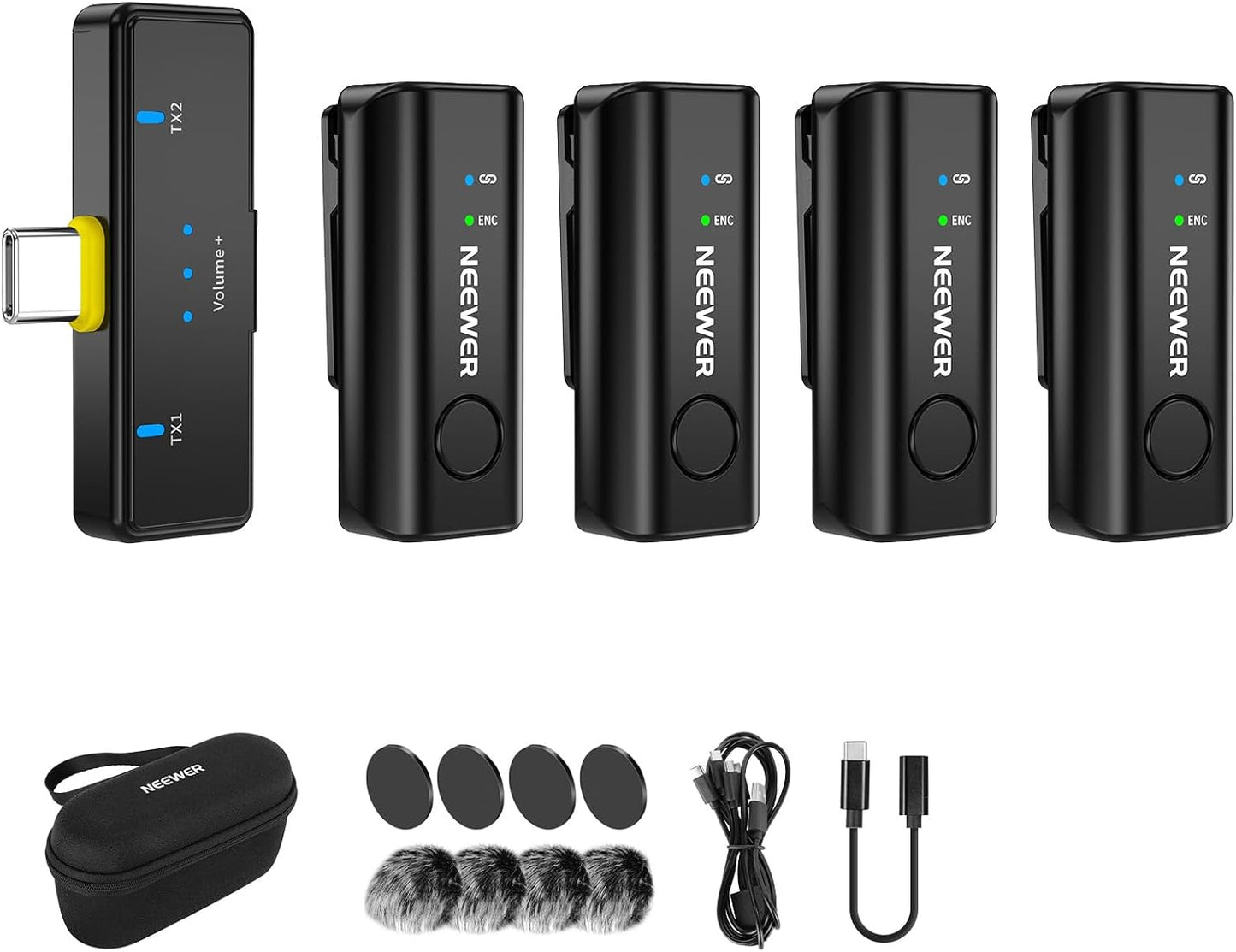 NEEWER KM23C - Micrófono de solapa inalámbrico AI compatible con iP...