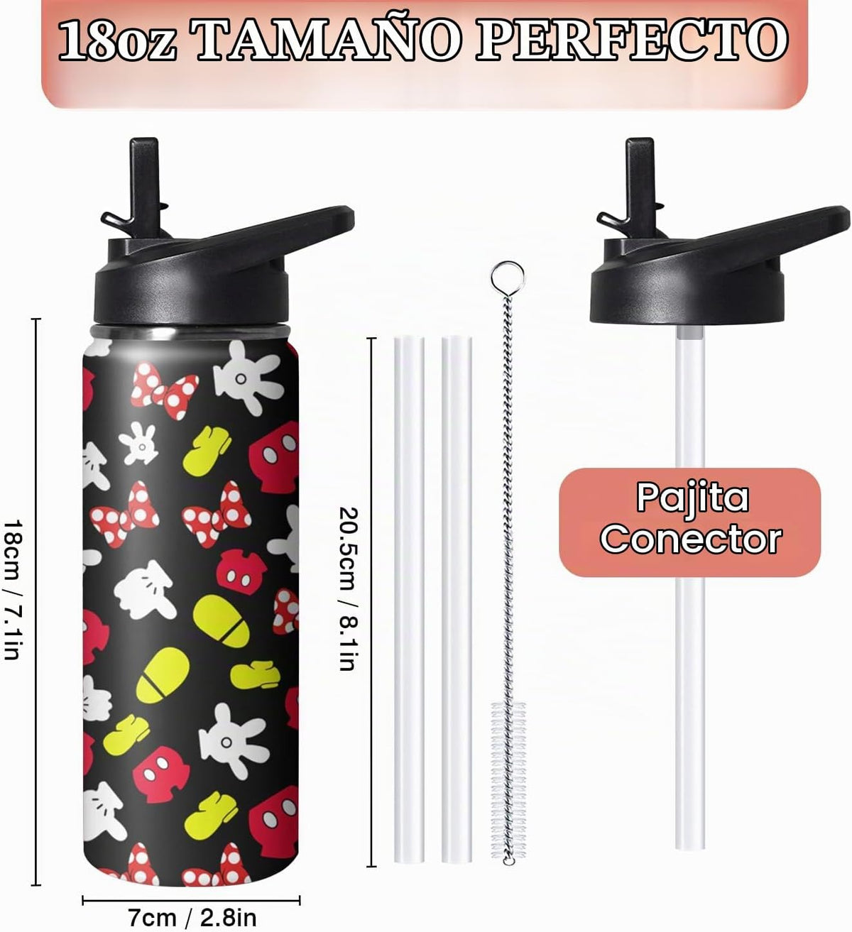 GOODNHAPPY Botella de agua de dibujos animados de 18 oz con asa y t...