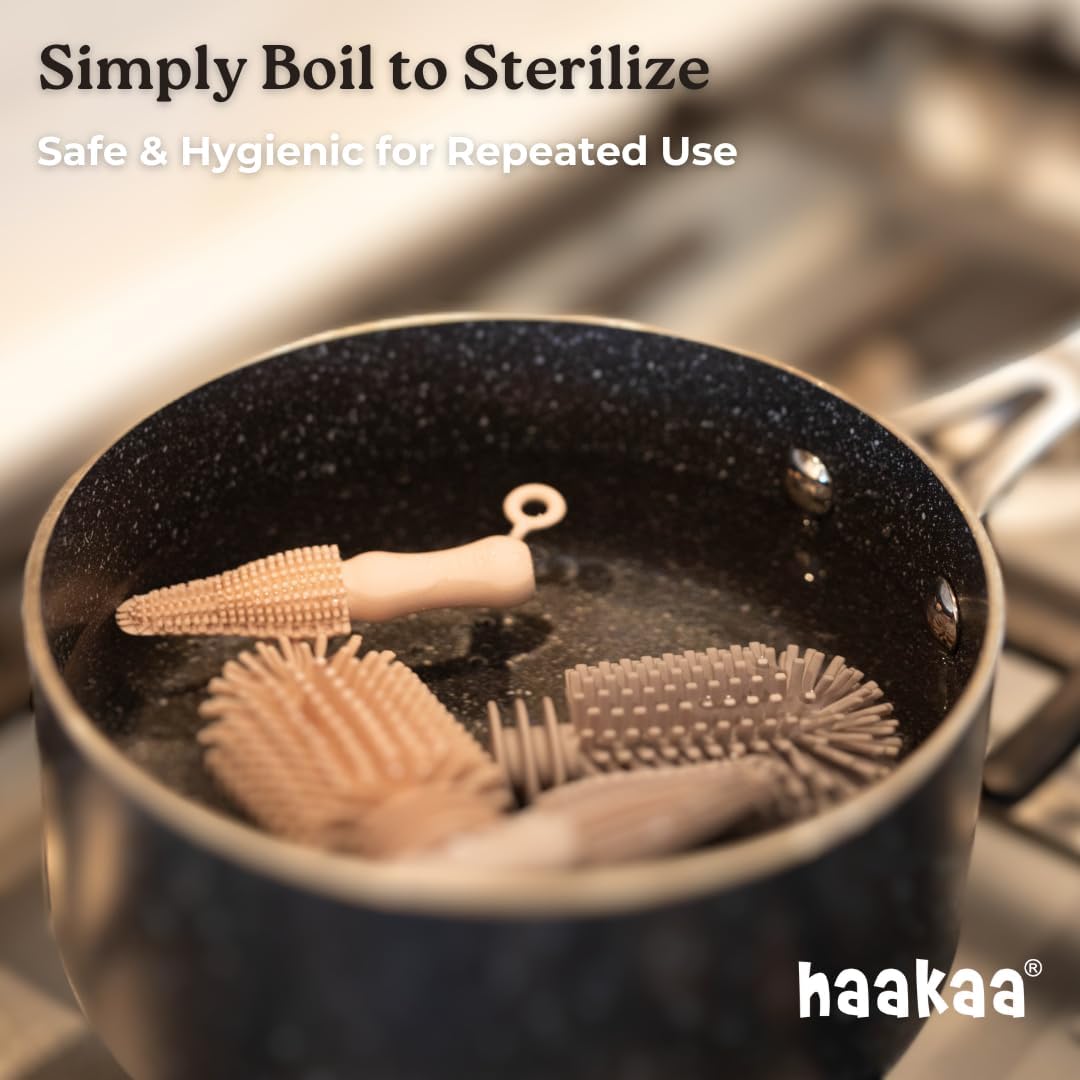 Haakaa Kit de cepillo de limpieza de silicona de grado alimenticio...