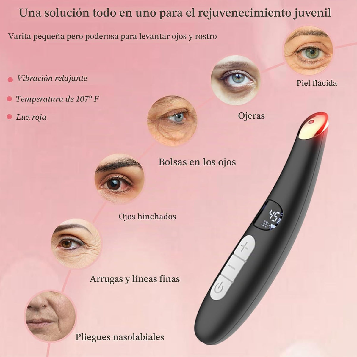 Vowleike Varita de levantamiento de ojos, 3 en 1 vibrante 98°F a 11...