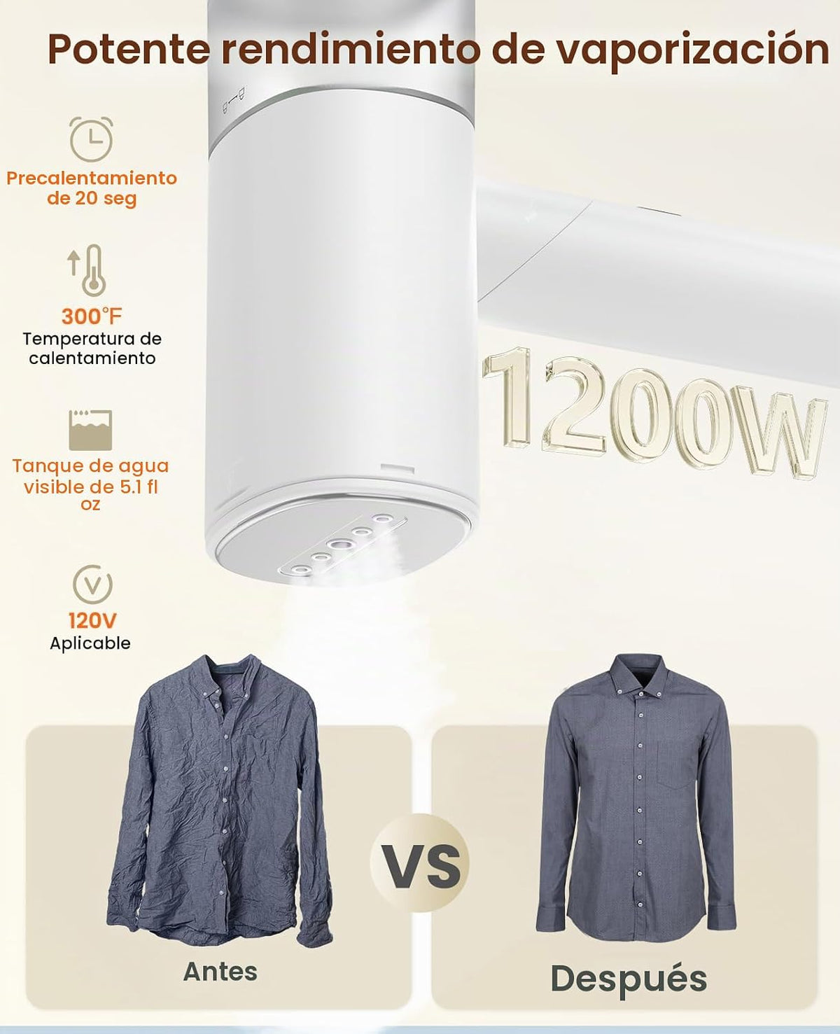 Vaporizador de mano para ropa, vaporizador de viaje plegable de 120...