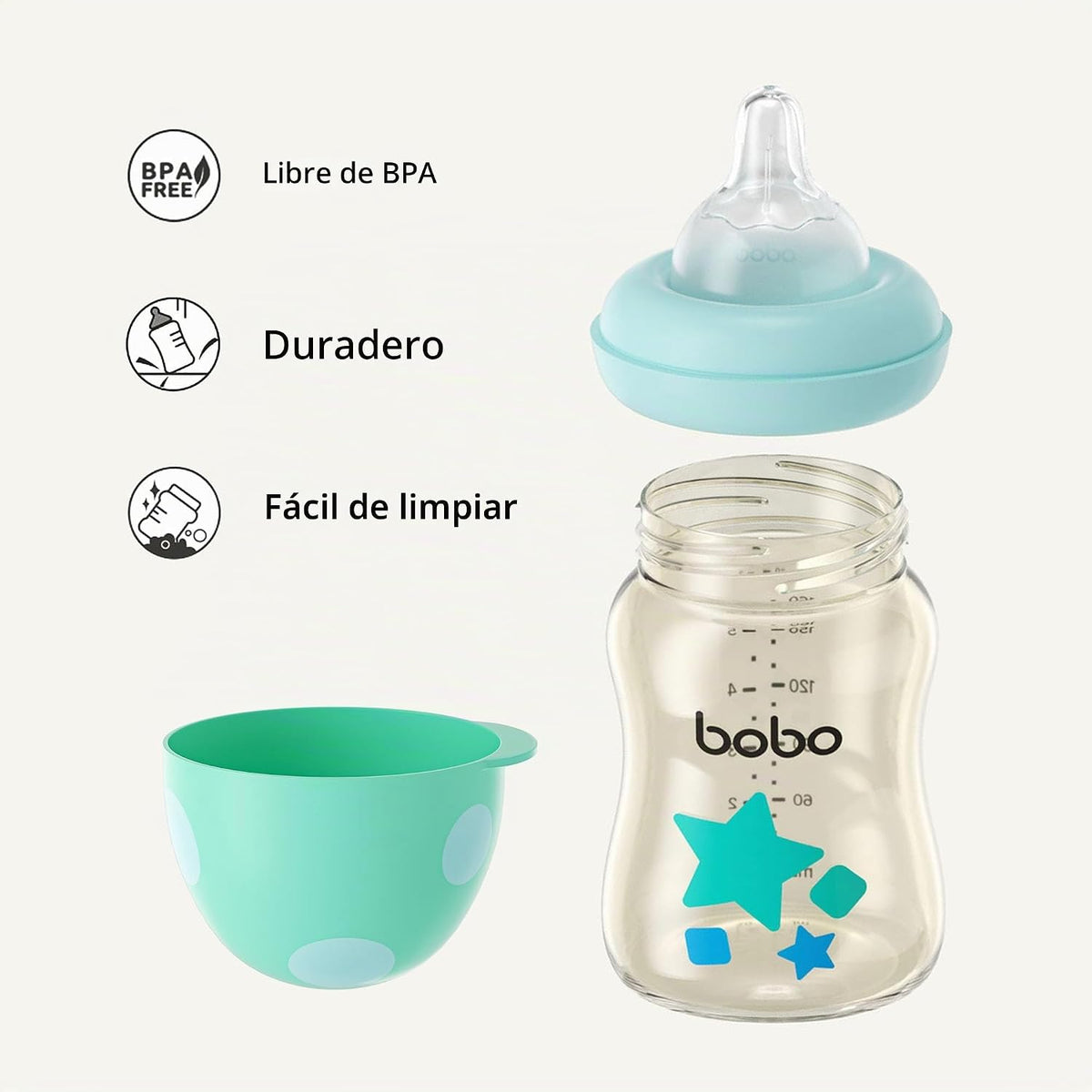 YOHKOH Biberón PPSU de cuello ancho, biberón anti-cólico para recié...
