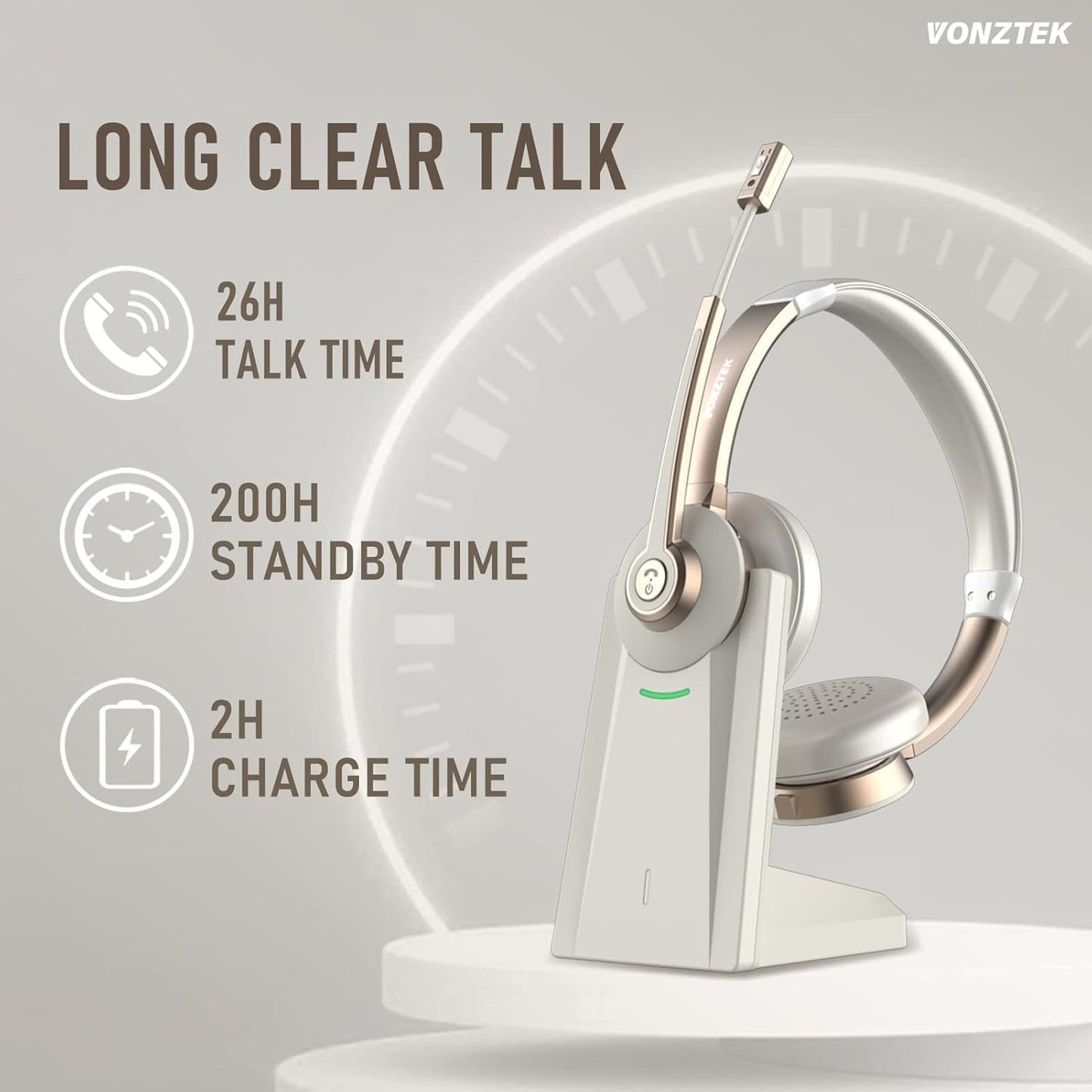 Vonztek Auriculares inalámbricos, auriculares Bluetooth con micrófo...