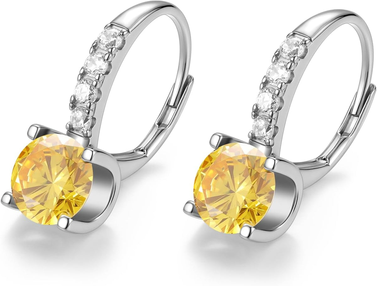 FANCIME Pendientes colgantes con piedra natal para mujer de plata d...