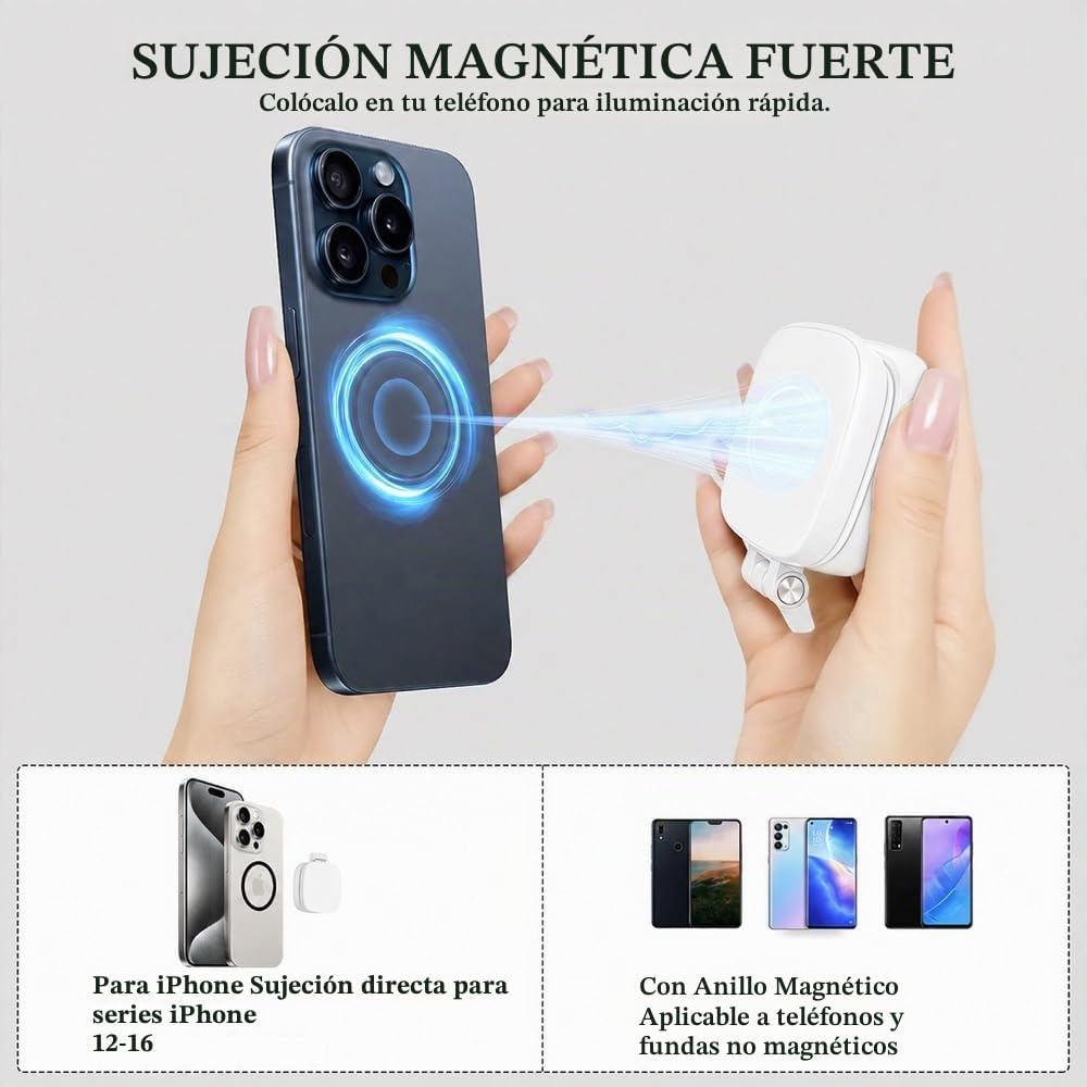 Luz magnética para selfie compatible con MagSafe, luz LED plegable...
