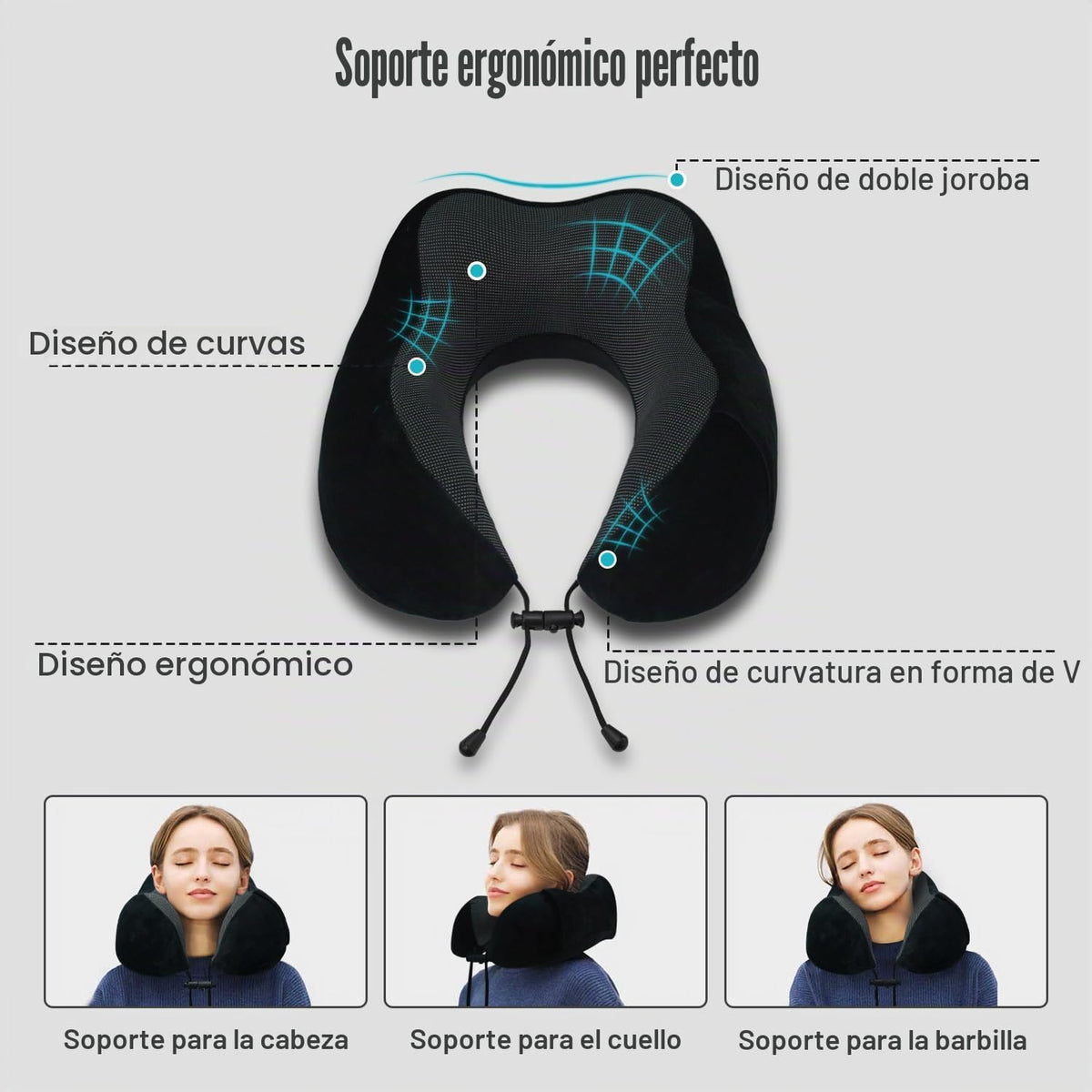 Elvodosia Almohada de viaje, almohada de cuello de espuma viscoelás...