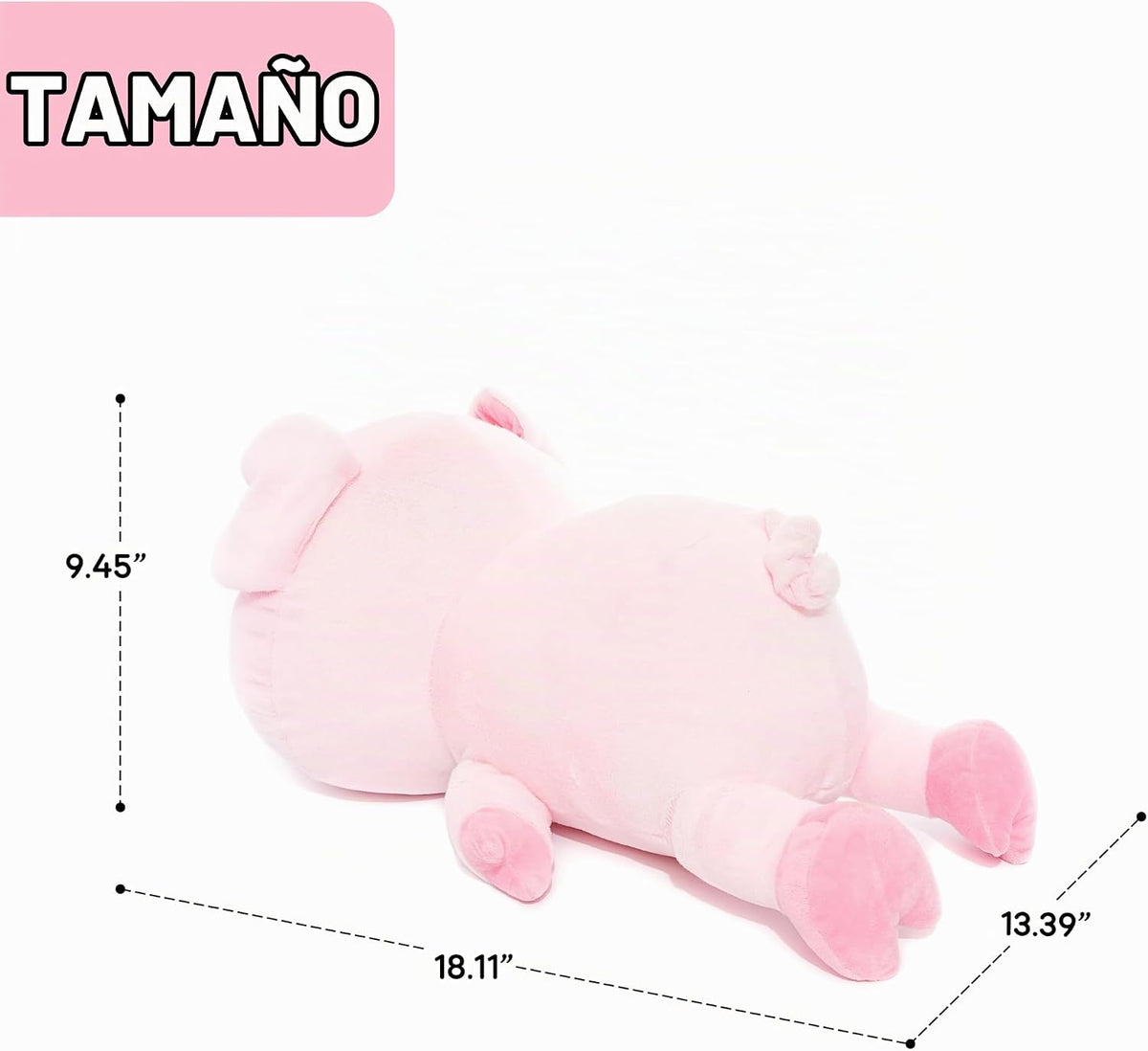 WEIGEDU - Lindo animal de peluche suave de cerdo rosa, 18 pulgadas...