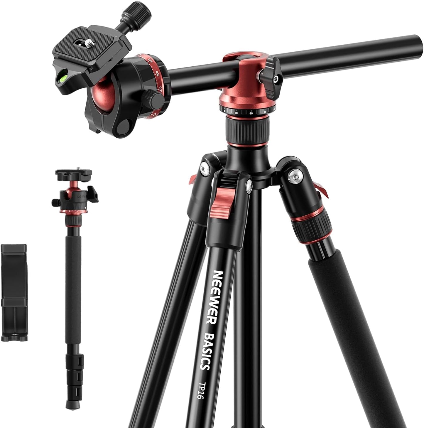 NEEWER Basics - Trípode para cámara de 70.9 pulgadas con columna ce...