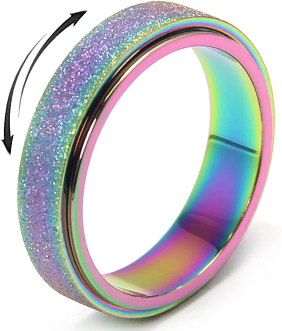 OreilleStar Anillo de ansiedad para mujer, anillo giratorio para an...