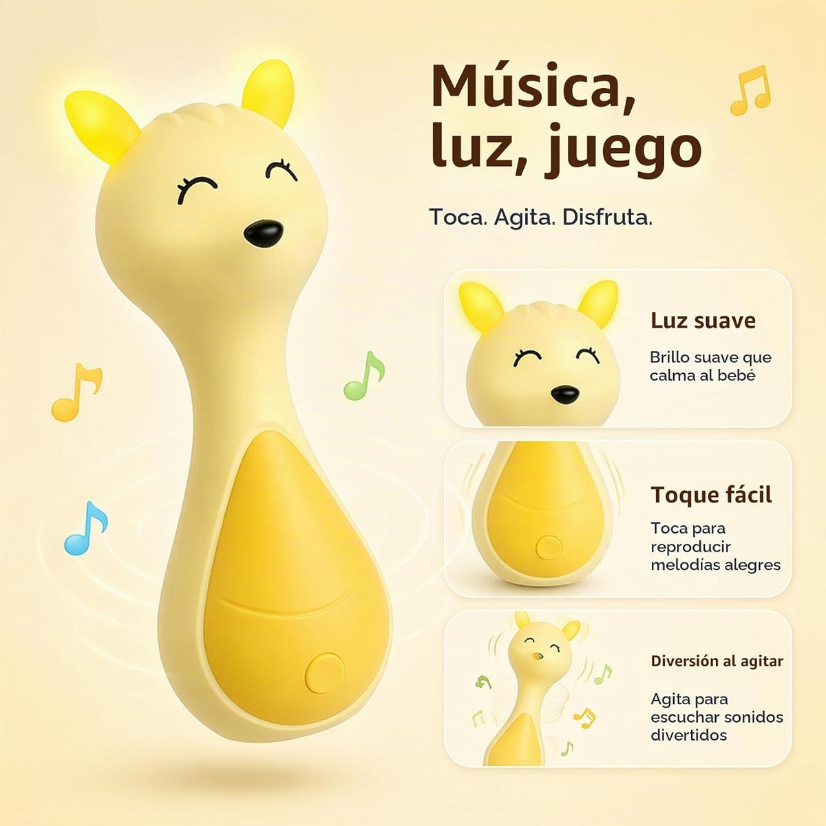 Sonajero musical iluminado para bebés, juguetes sensoriales musical...