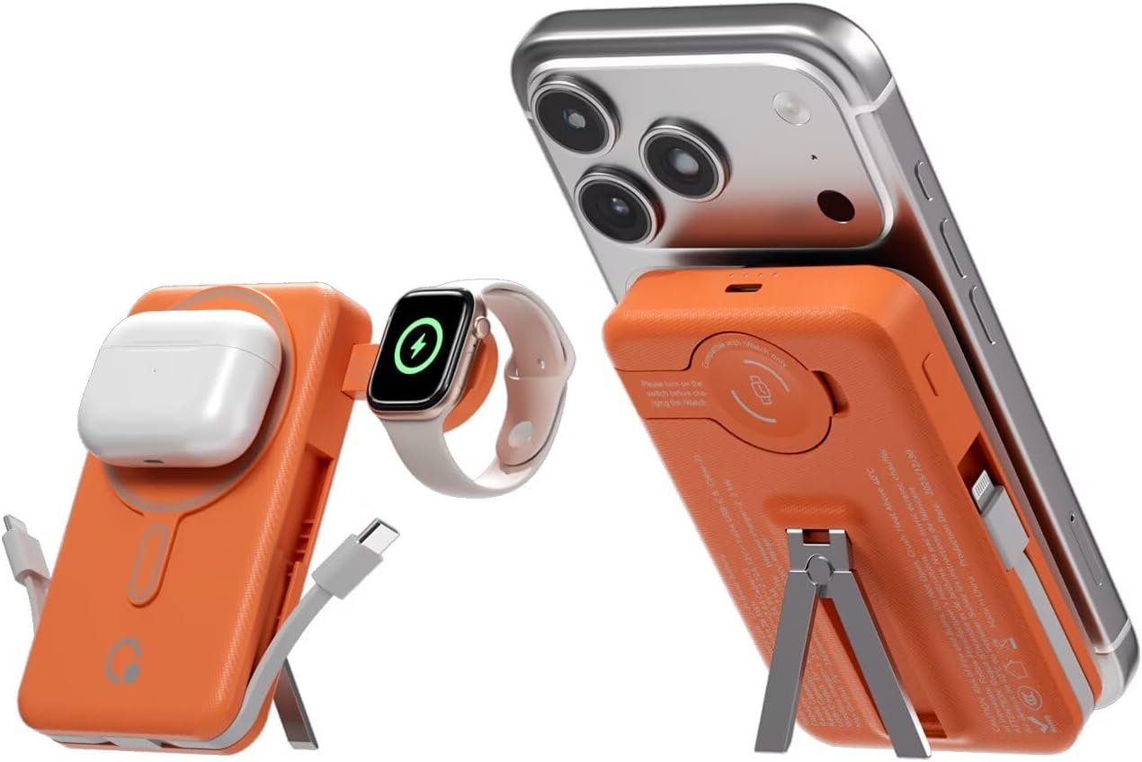 Q Cargador portátil inalámbrico magnético de 10,000 mAh, batería ex...
