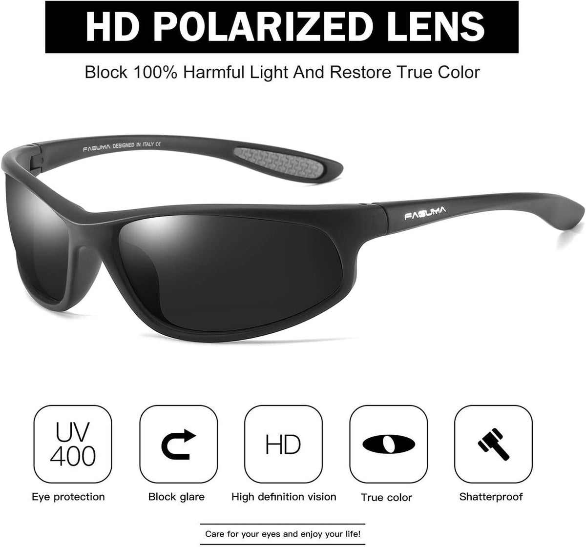 FAGUMA Gafas de sol deportivas polarizadas para hombres, ciclismo,...