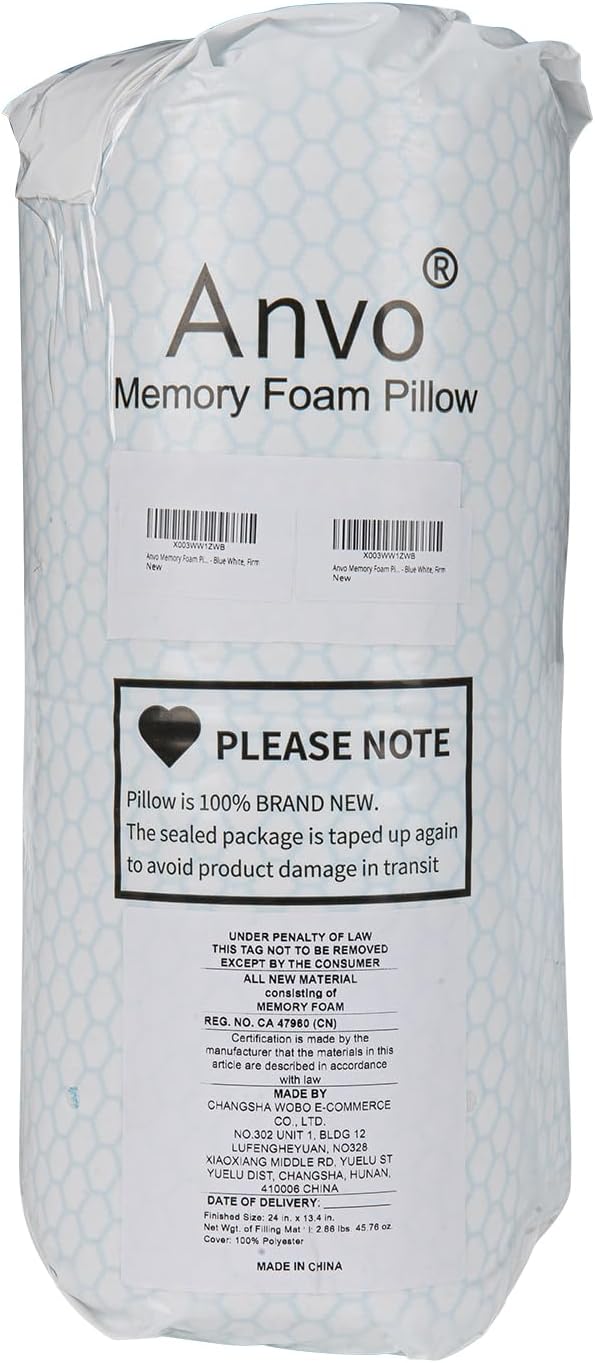 Almohada de espuma viscoelástica Anvo, almohada ortopédica cervical...