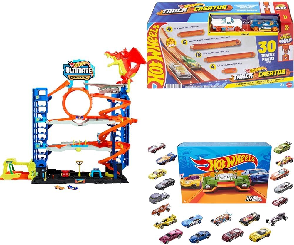Paquete de Hot Wheels City Ultimate Garage, almacena más de 50 vehí...