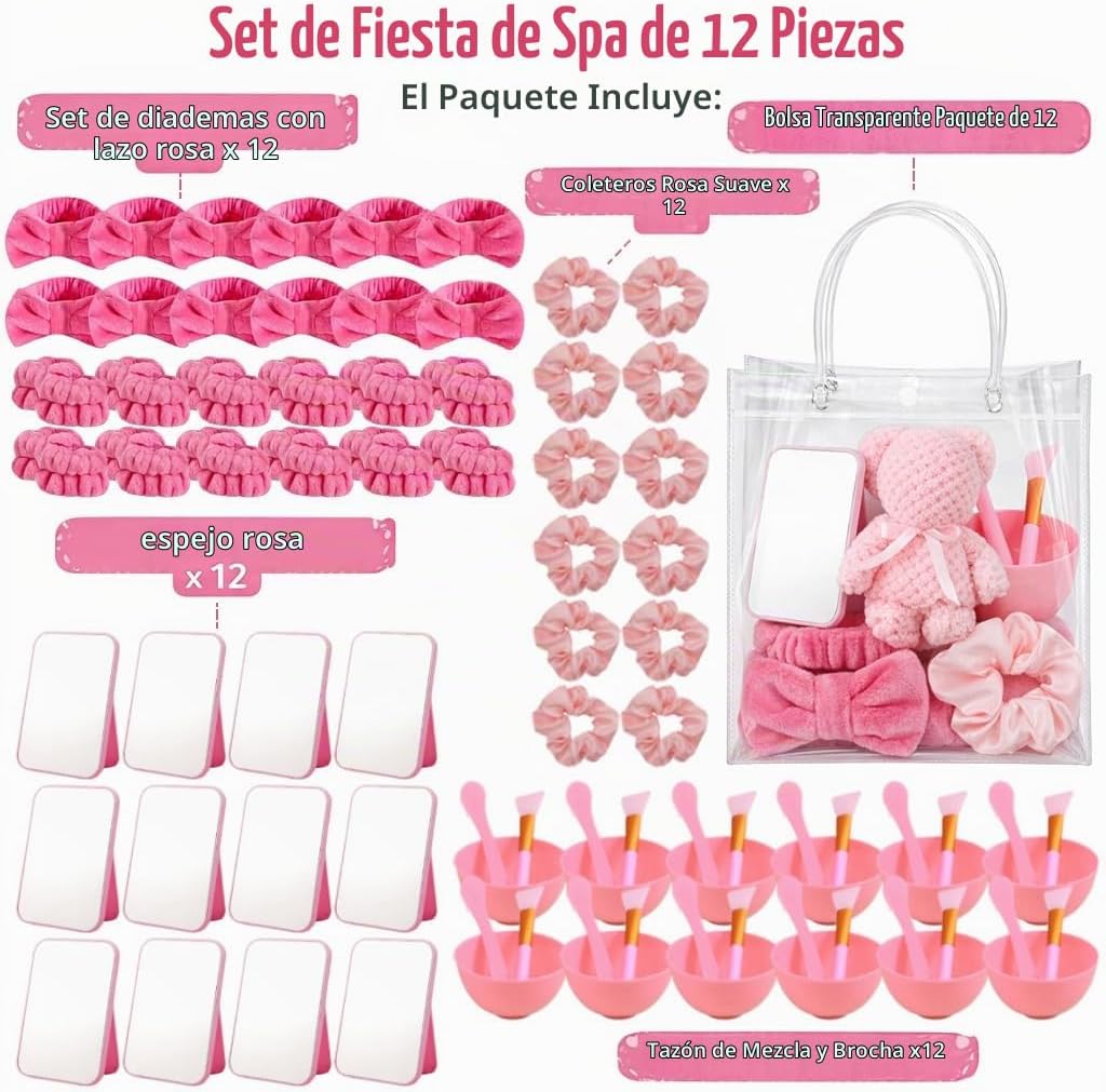 Juego de 12 suministros de fiesta de spa para mujeres, kit de fiest...