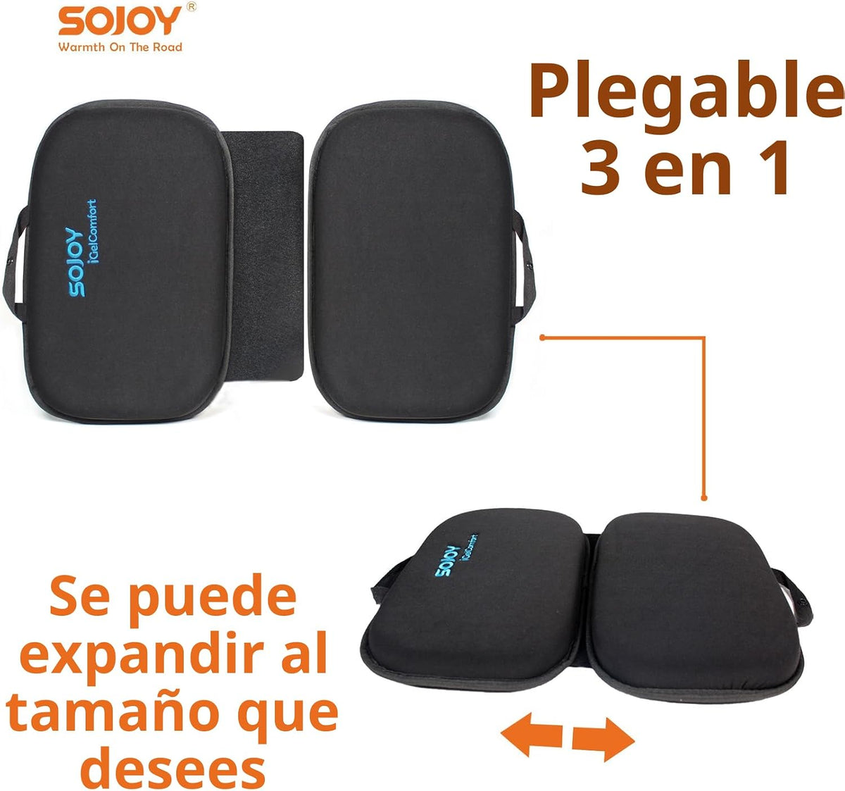 Sojoy iGelComfort Cojín de Asiento de Gel Plegable 3 en 1 con Espum...