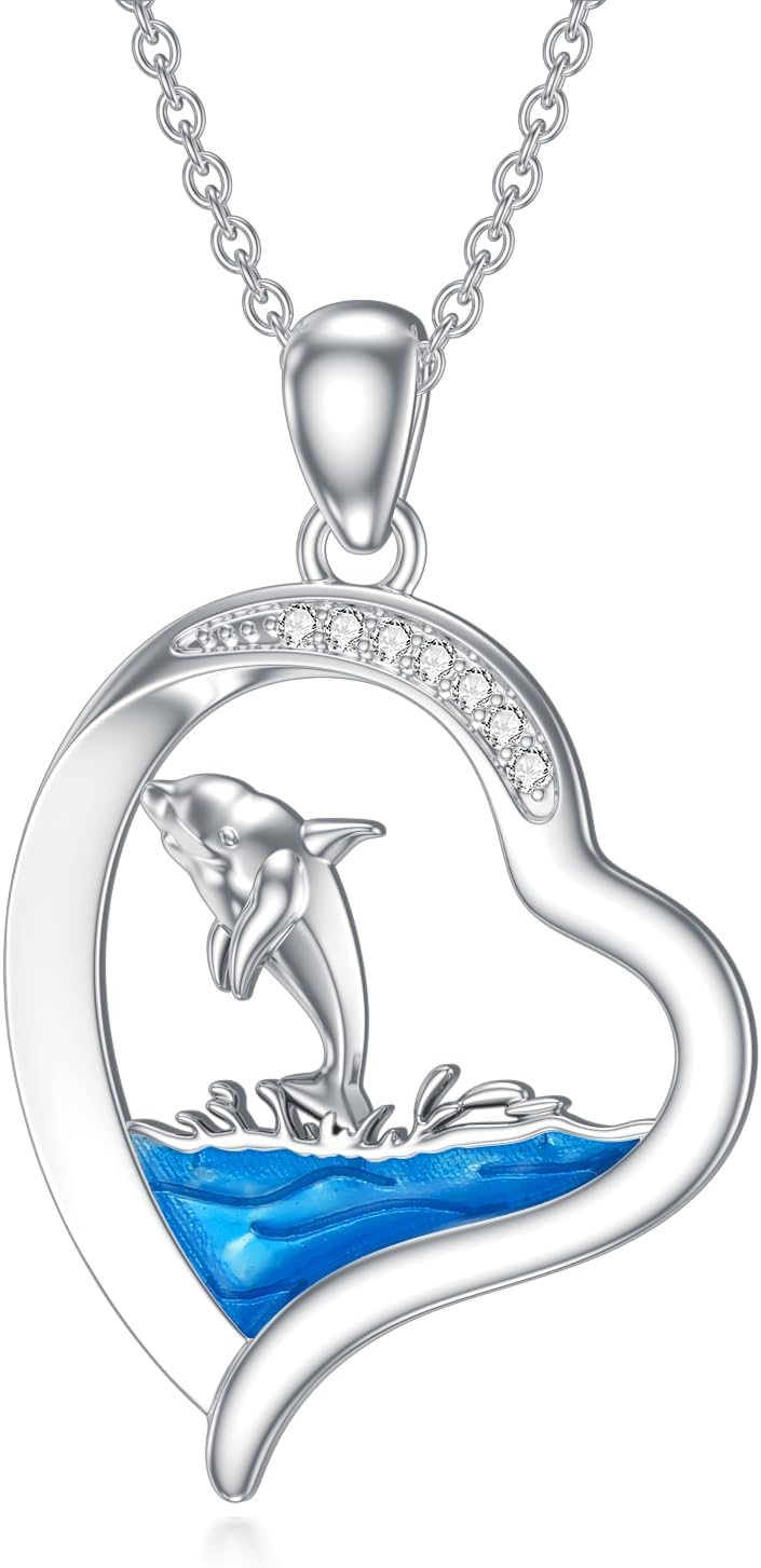 LWXIE Collar de playa de diamantes de plata de ley 925 con dije de...