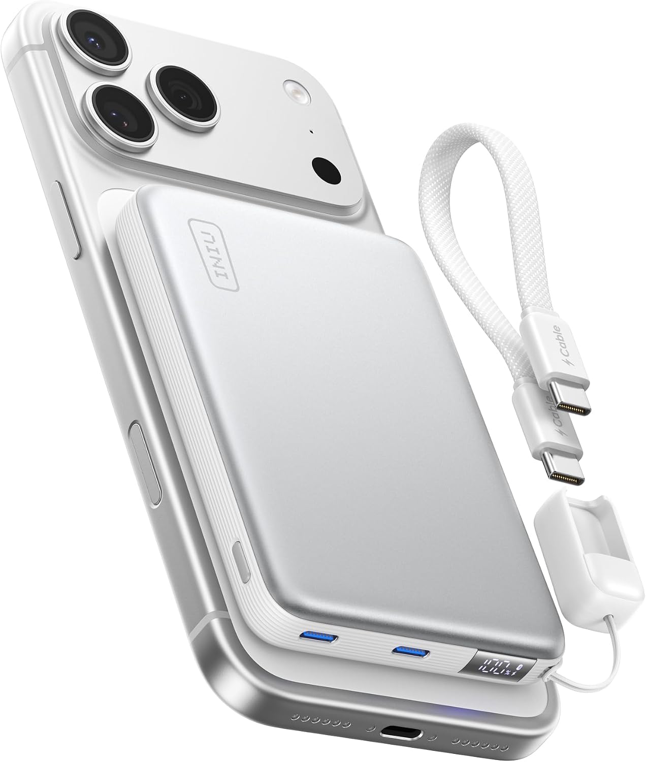 INIU Banco de energía más delgado para MagSafe, 10000 mAh Qi2.2 cer...