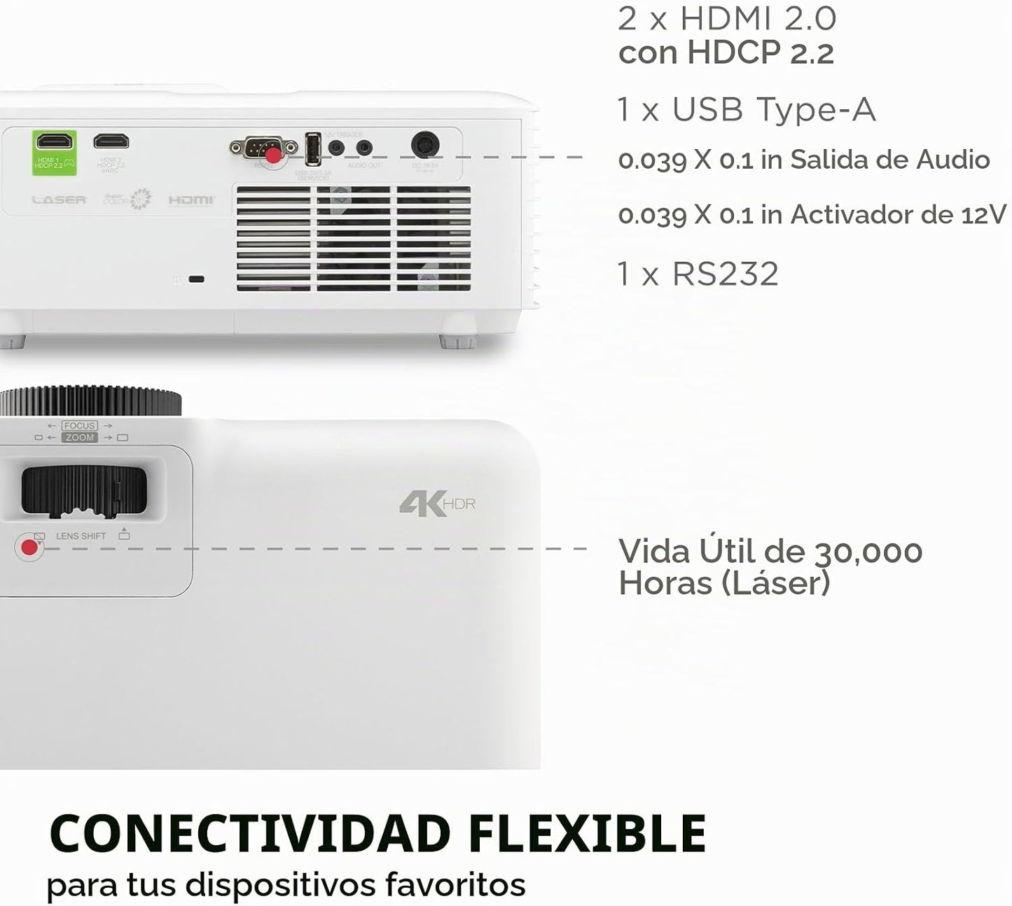 ViewSonic LX700-4K UHD Proyector Láser de 3500 Lúmenes Diseñado par...