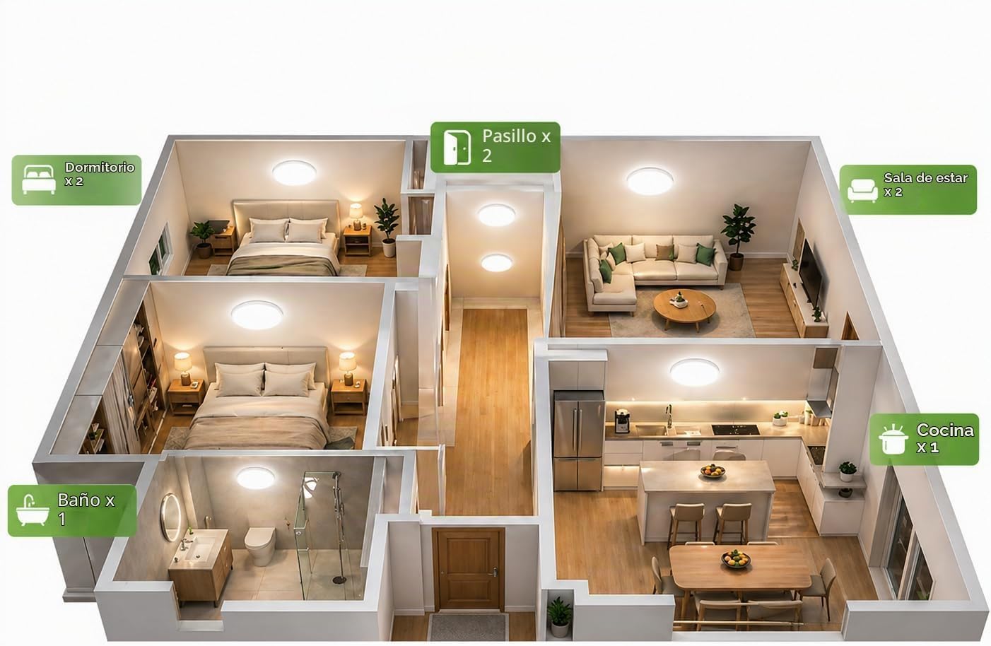 zemty - Paquete de 6 luces led de techo empotradas de 12 pulgadas,...