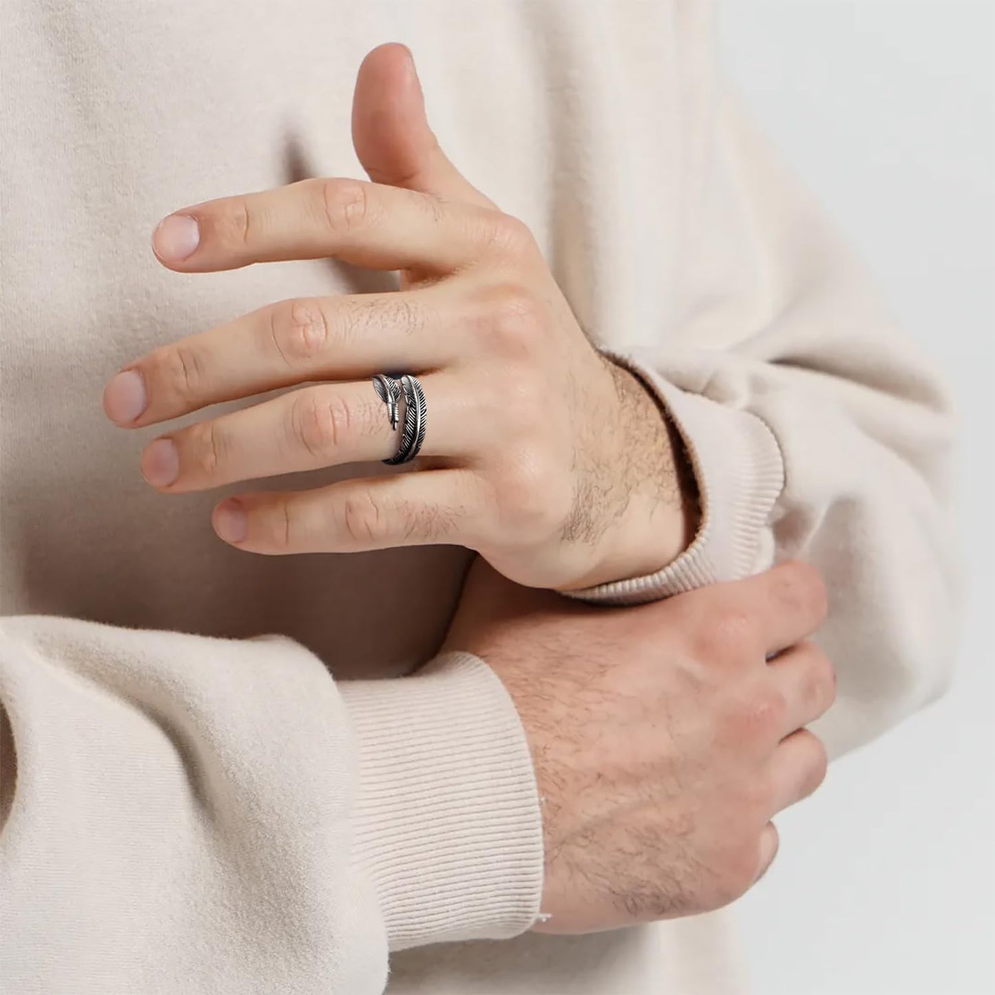 RIOSO Juego de 12 anillos vintage para hombre, con diseño de alas d...