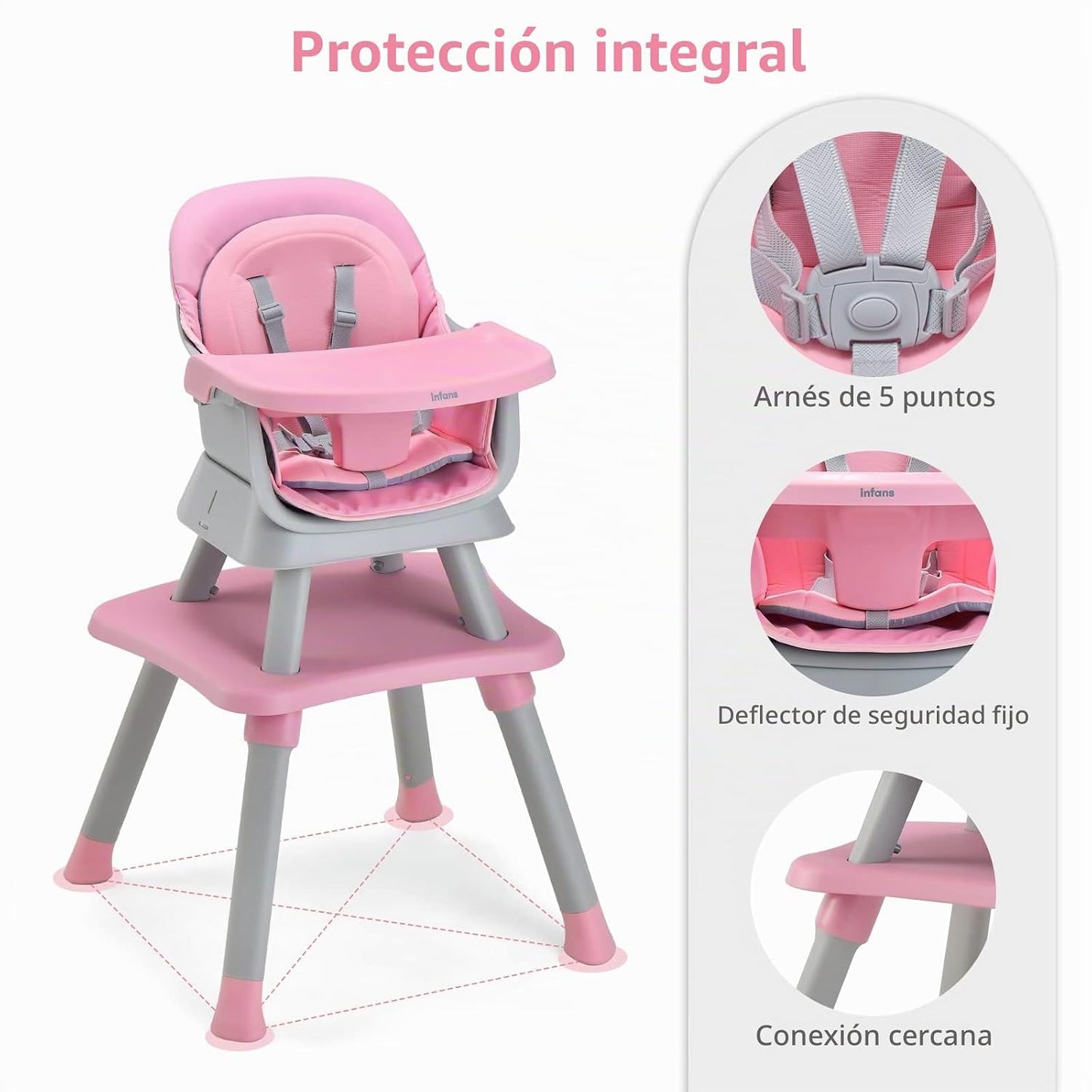 INFANS Silla alta 8 en 1 para bebés y niños pequeños, asiento eleva...