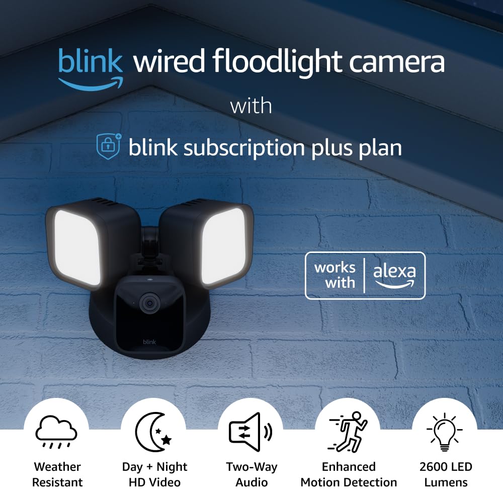 Cámara cableada con foco Blink Wired Floodlight con suscripción de...