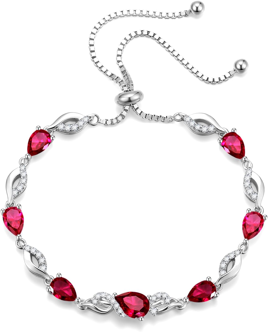 FANCIME Pulsera de piedra natal para mujer Pulsera de tenis ajustab...