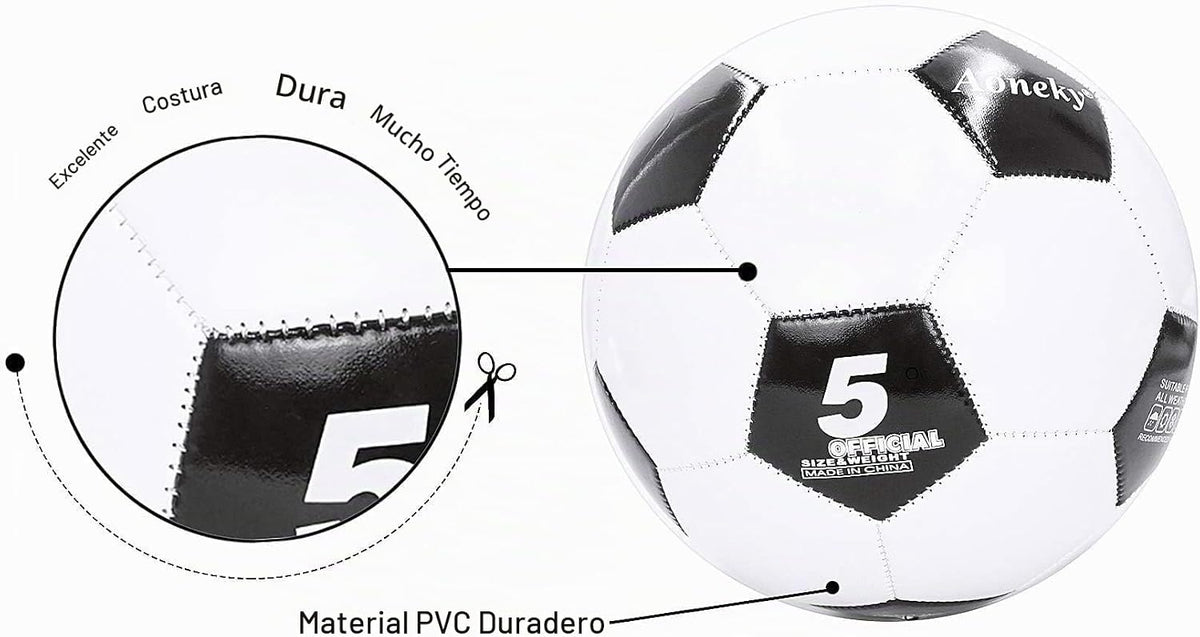 Aoneky Balón de fútbol tradicional de tamaño 5 para adultos, se env...