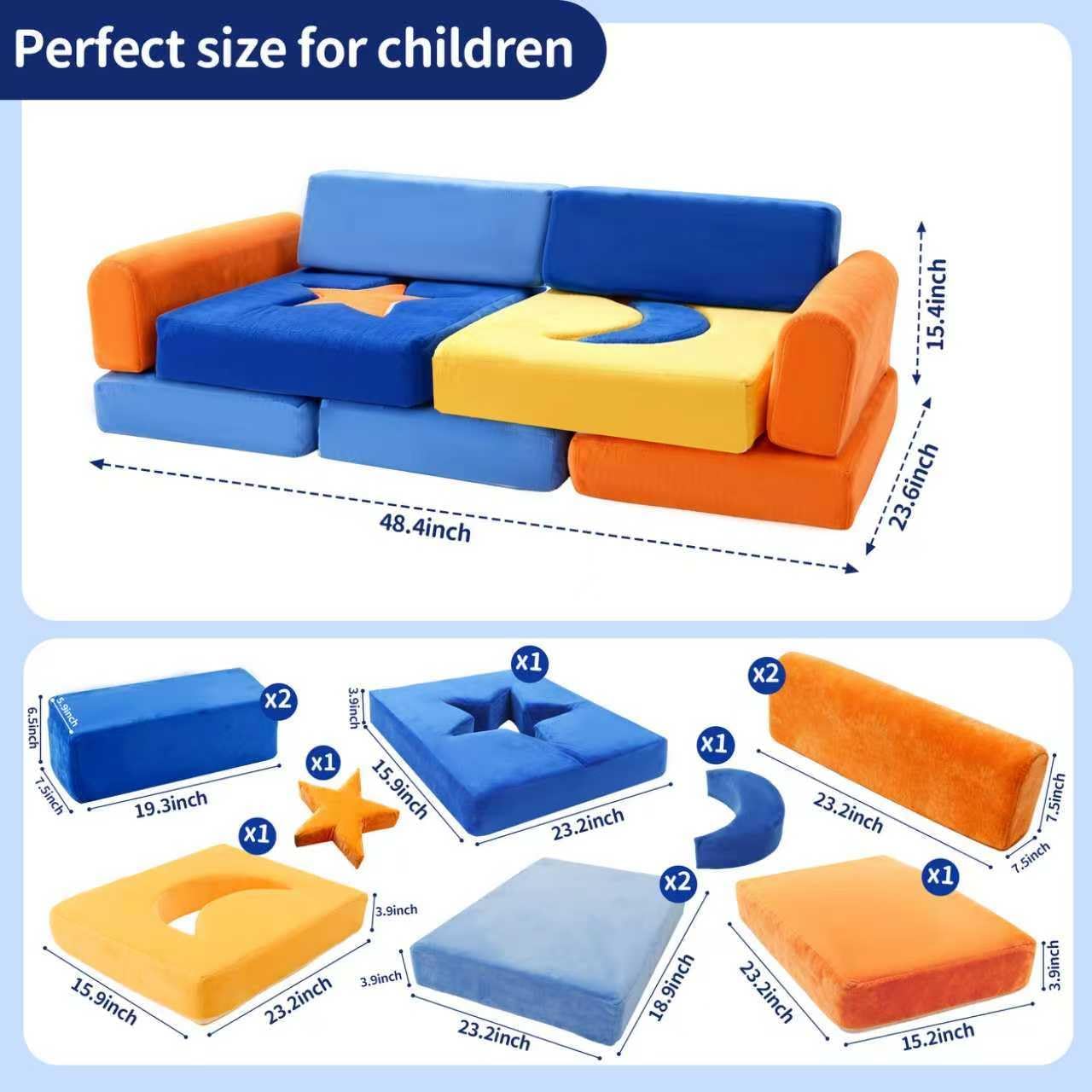 Sofá modular para niños de 11 piezas, sofá seccional de interior pa...